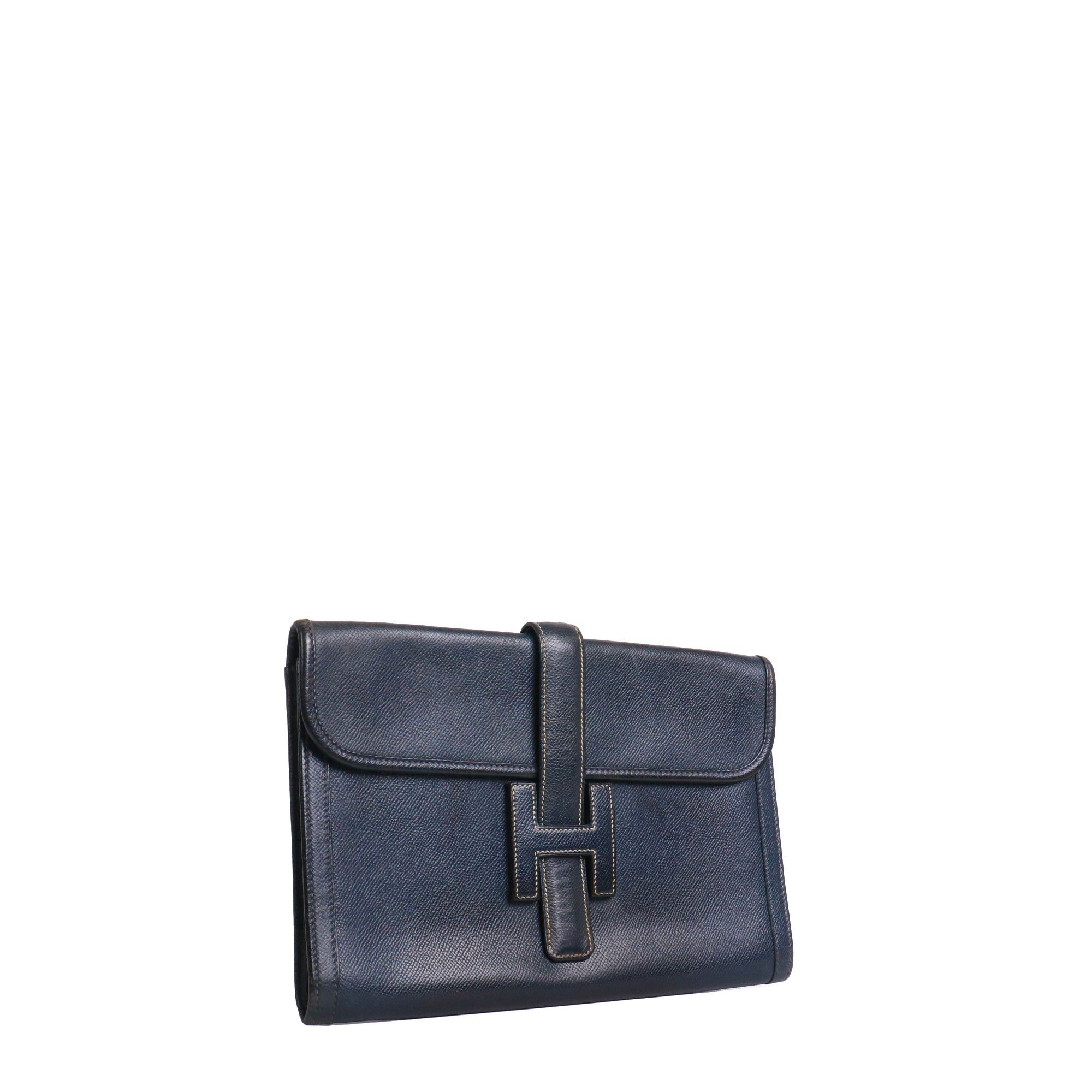 Hermes HERMÈS - Jige Hermès clutch in navy blue epsom leather Size ONE SIZE - 2 Thumbnail