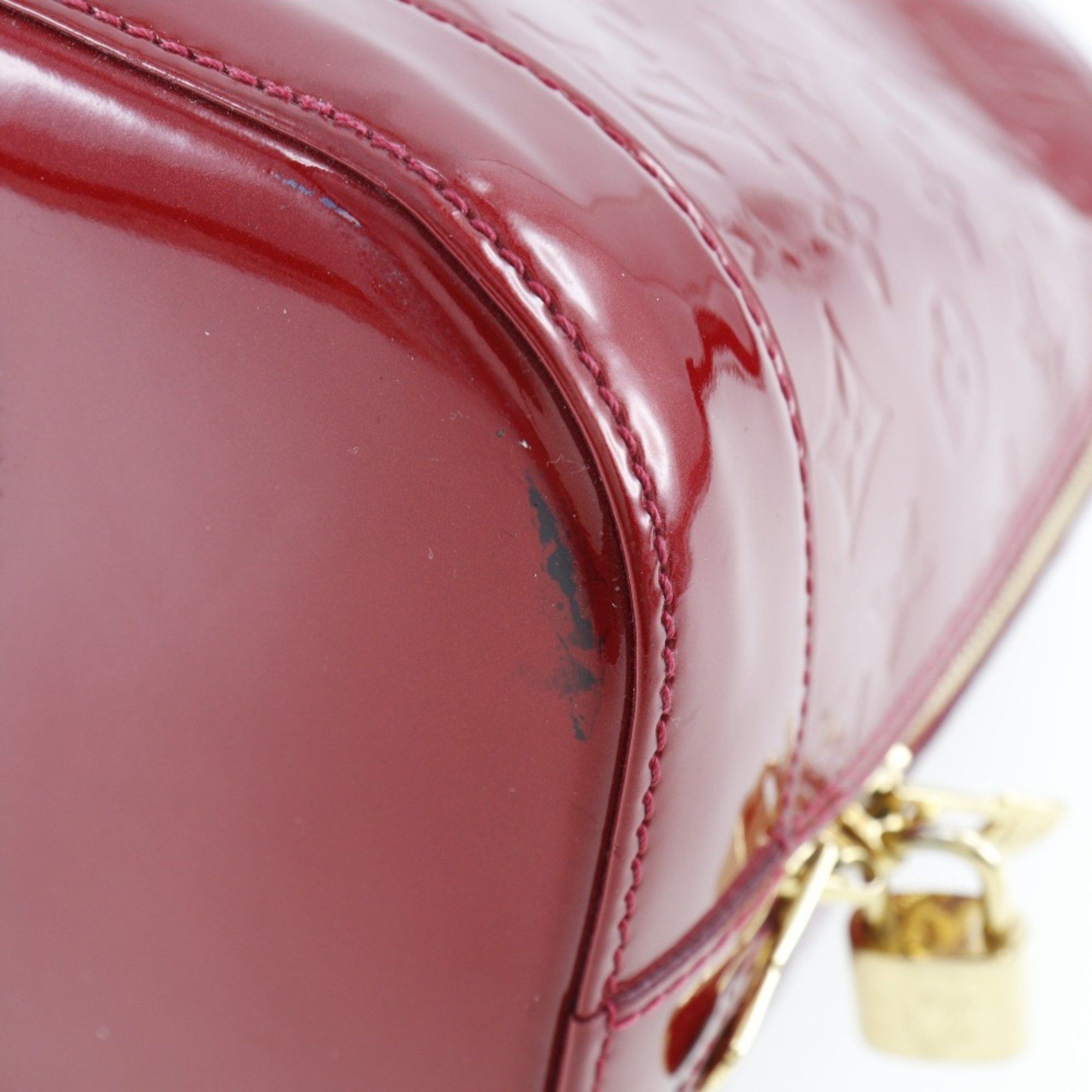 Louis Vuitton Louis Vuitton Alma GM Handbag M93596 Monogram Vernis Pomme d'Amour 2013 Red SN2133 Double Women's Size ONE SIZE - 5 Thumbnail