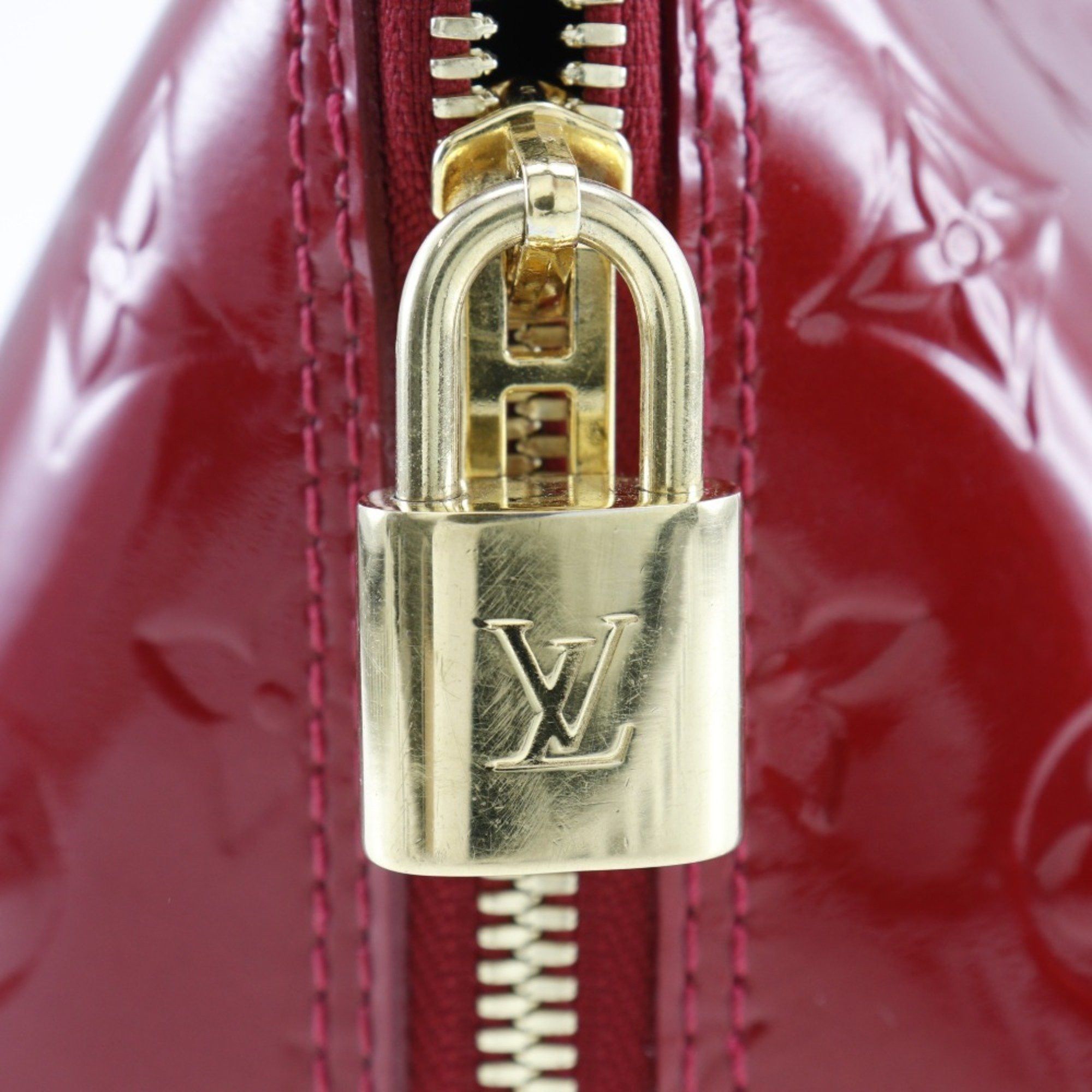 Louis Vuitton Louis Vuitton Alma GM Handbag M93596 Monogram Vernis Pomme d'Amour 2013 Red SN2133 Double Women's Size ONE SIZE - 9 Thumbnail