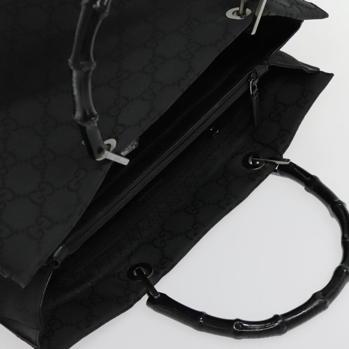 Gucci Bamboo Black Canvas Handbag (Pre-Owned) Size ONE SIZE - 17 Thumbnail