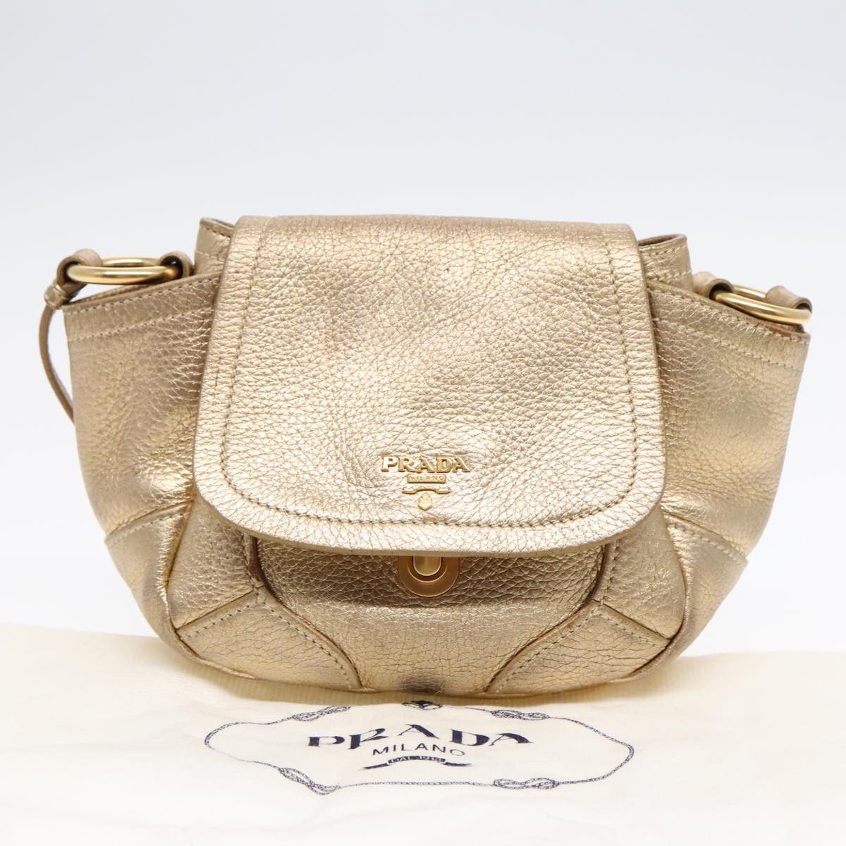Prada Vitello Gold Leather Shoulder Bag (Pre-Owned) Size ONE SIZE - 14 Thumbnail