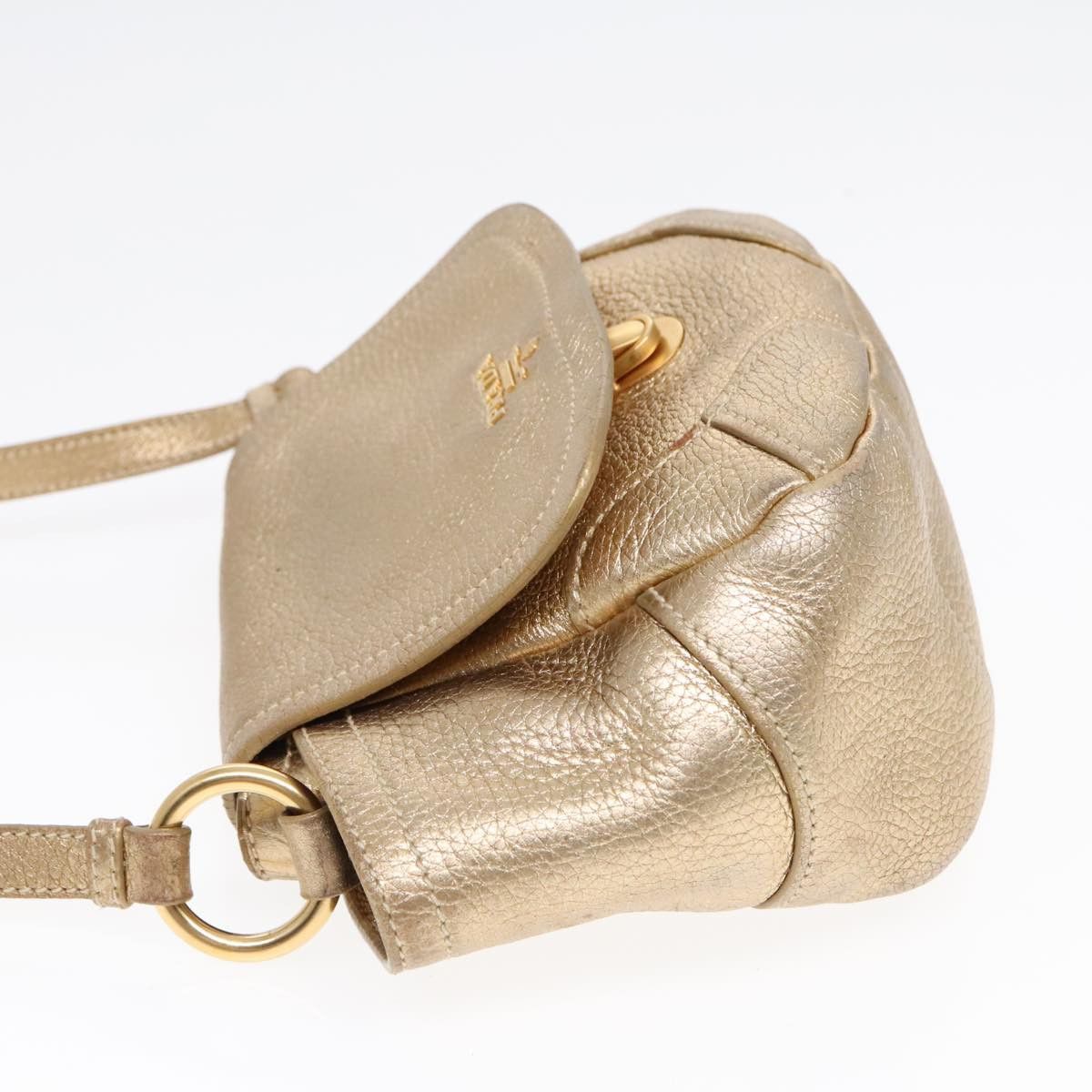 Prada Vitello Gold Leather Shoulder Bag (Pre-Owned) Size ONE SIZE - 3 Thumbnail