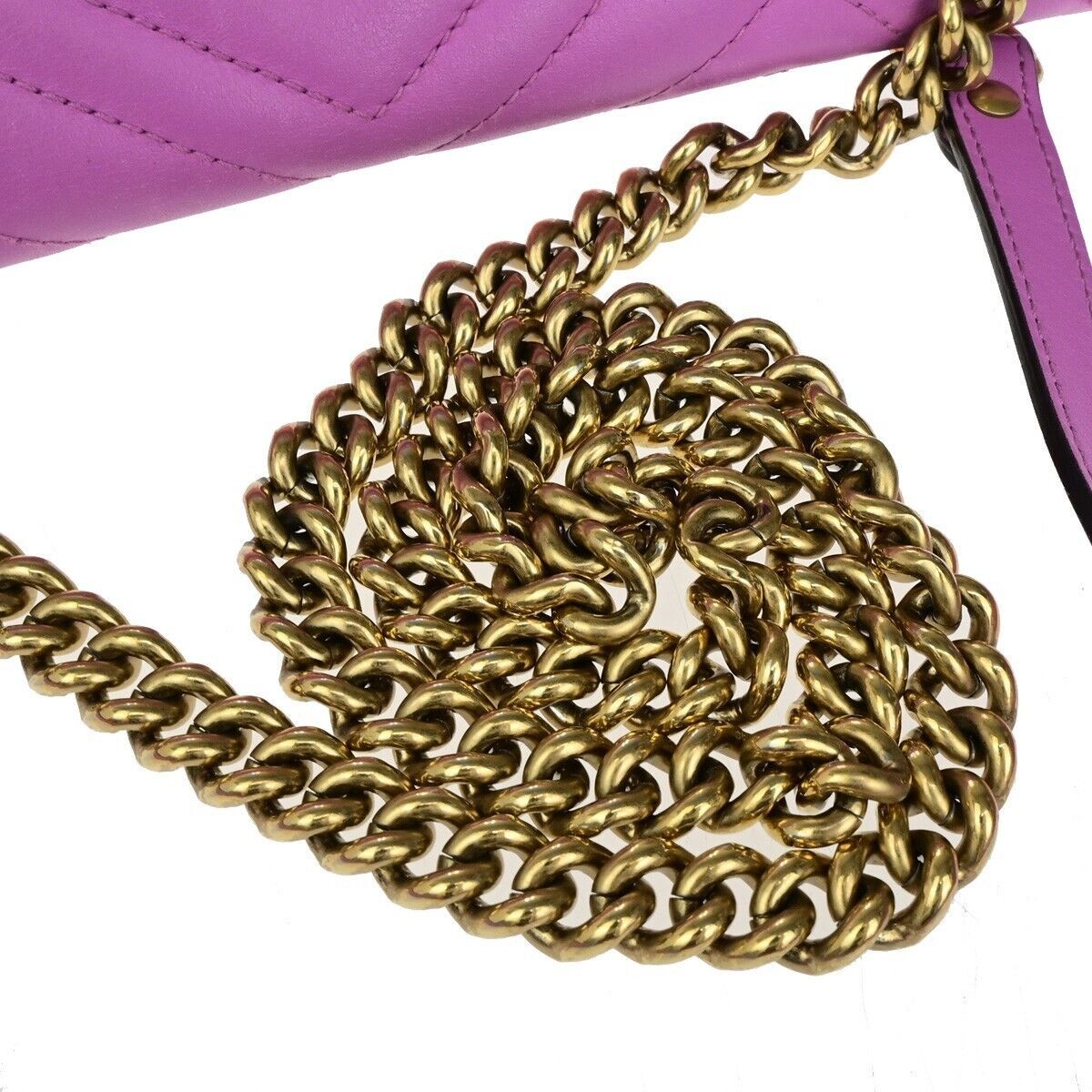 Gucci Gg Marmont Purple Leather Shoulder Bag (Pre-Owned) Size ONE SIZE - 7 Thumbnail