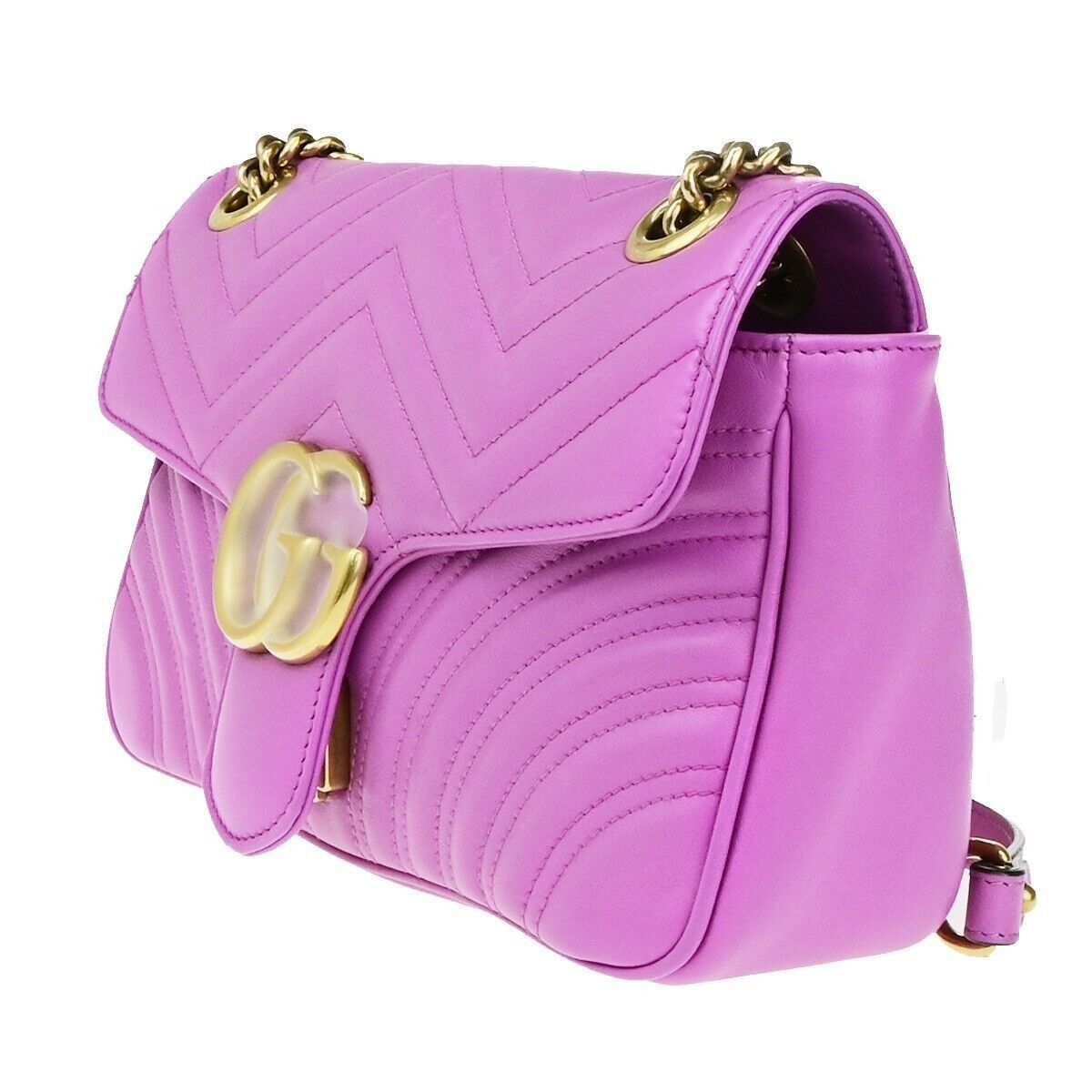 Gucci Gg Marmont Purple Leather Shoulder Bag (Pre-Owned) Size ONE SIZE - 3 Thumbnail