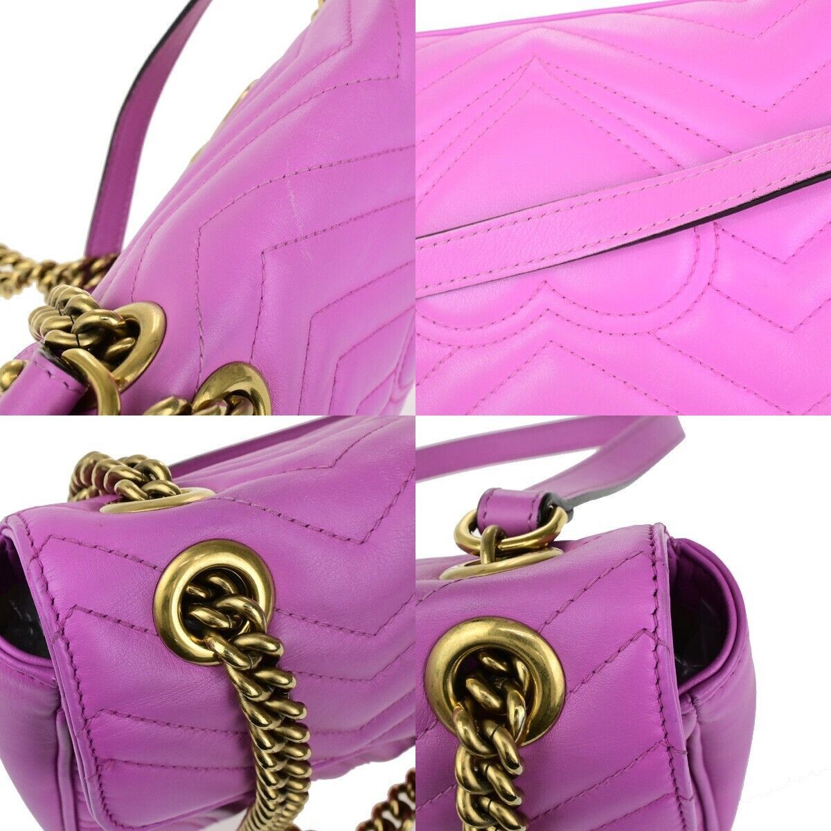 Gucci Gg Marmont Purple Leather Shoulder Bag (Pre-Owned) Size ONE SIZE - 12 Thumbnail