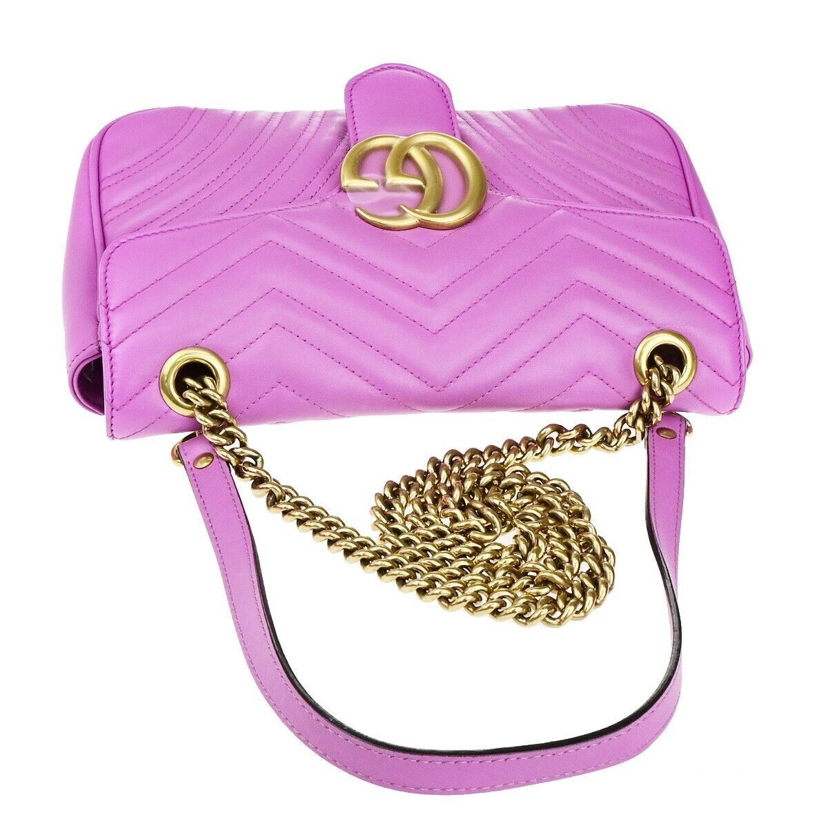 Gucci Gg Marmont Purple Leather Shoulder Bag (Pre-Owned) Size ONE SIZE - 5 Thumbnail