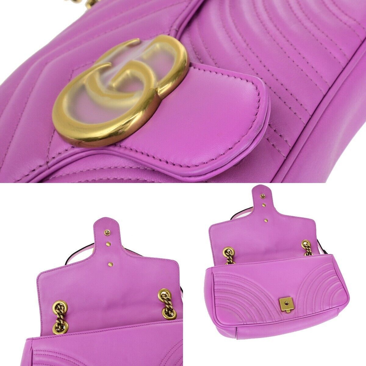 Gucci Gg Marmont Purple Leather Shoulder Bag (Pre-Owned) Size ONE SIZE - 14 Thumbnail