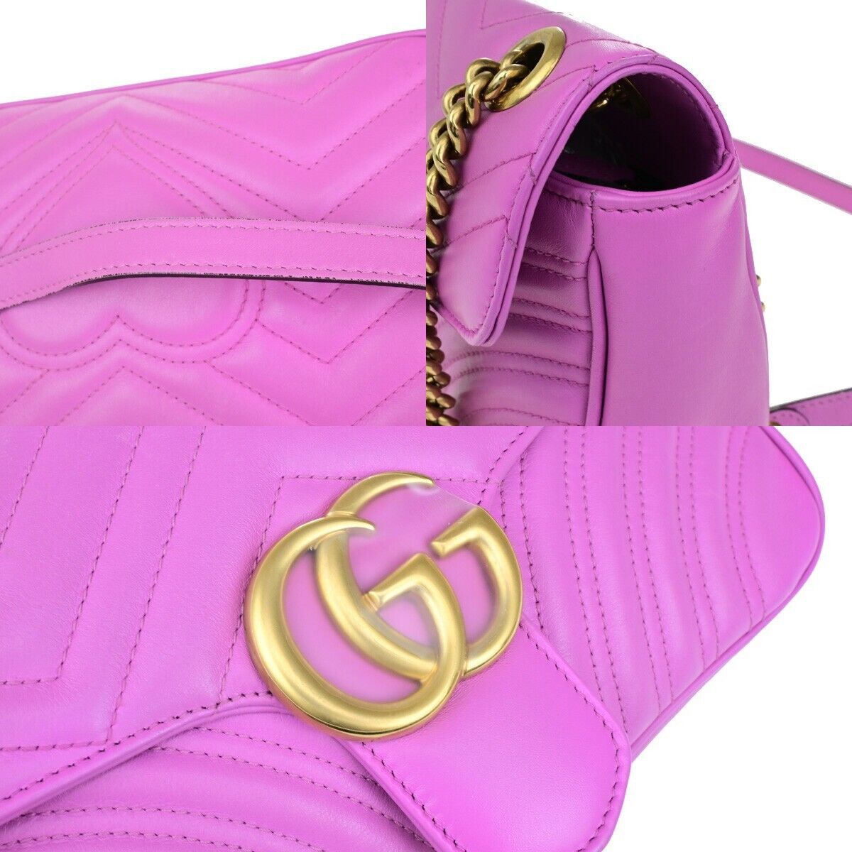 Gucci Gg Marmont Purple Leather Shoulder Bag (Pre-Owned) Size ONE SIZE - 13 Thumbnail