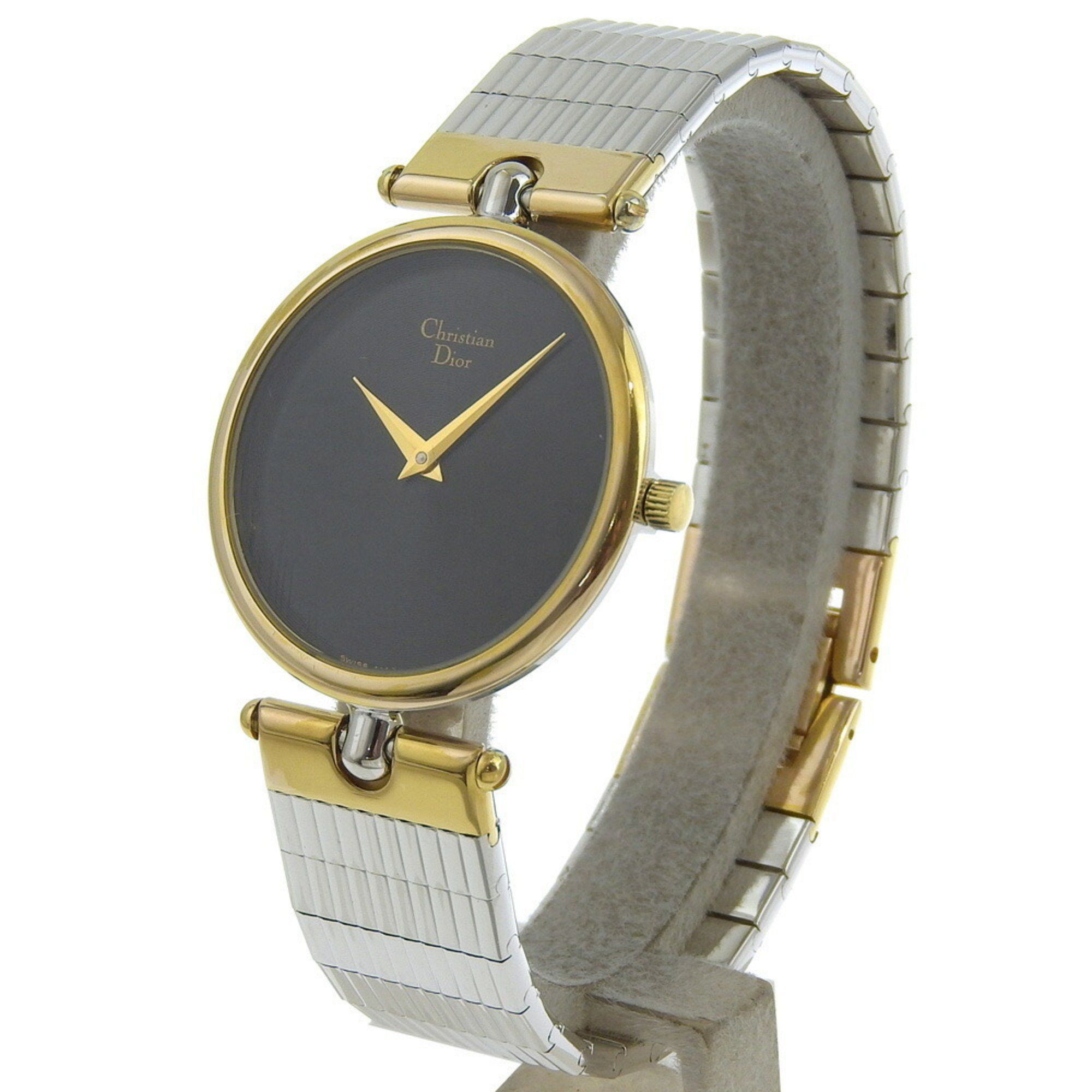 Dior Christian Dior Watch 3026 Stainless Steel x Gold Plated Quartz Analog Display Black Dial Women's Size ONE SIZE - 2 Thumbnail