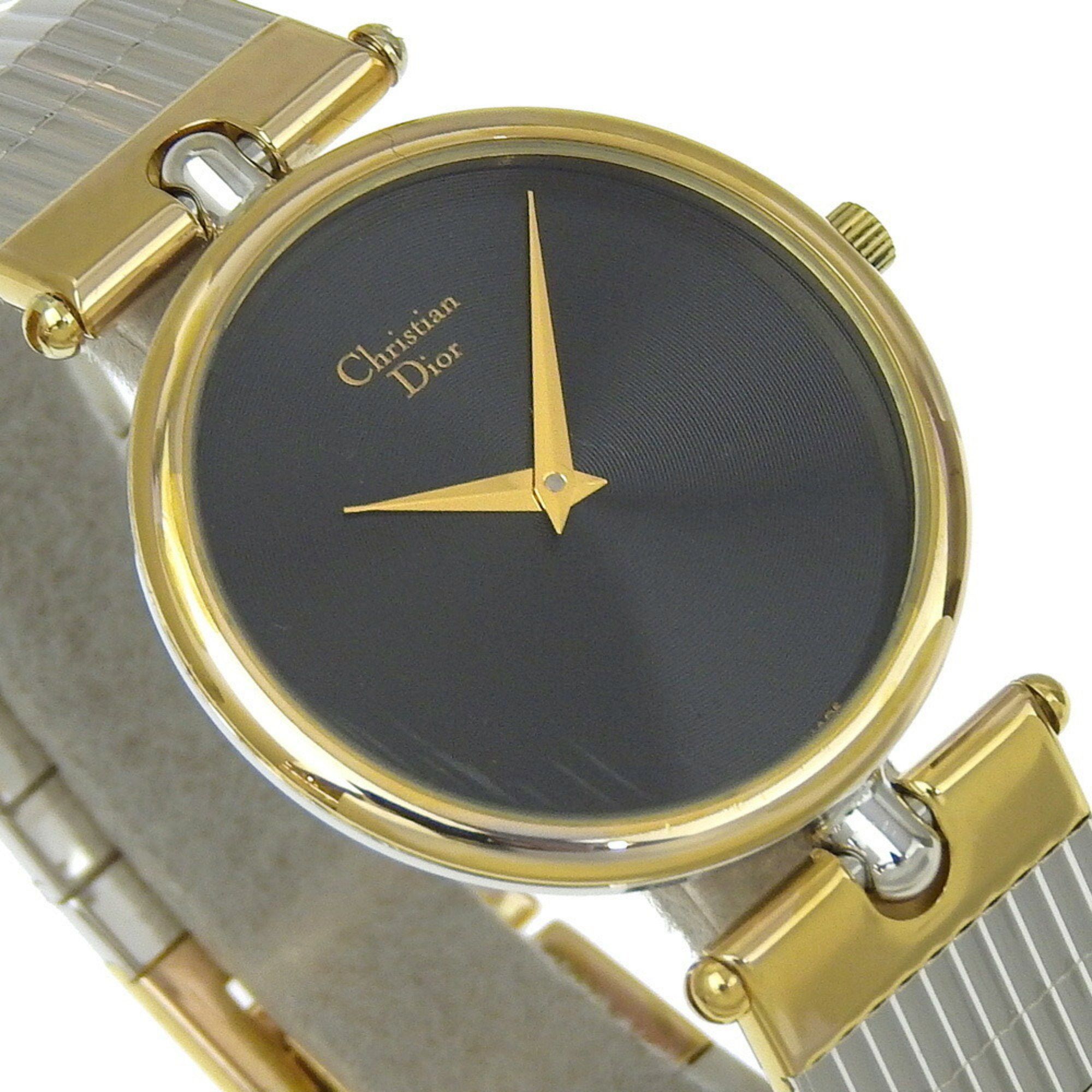 Dior Christian Dior Watch 3026 Stainless Steel x Gold Plated Quartz Analog Display Black Dial Women's Size ONE SIZE - 3 Thumbnail