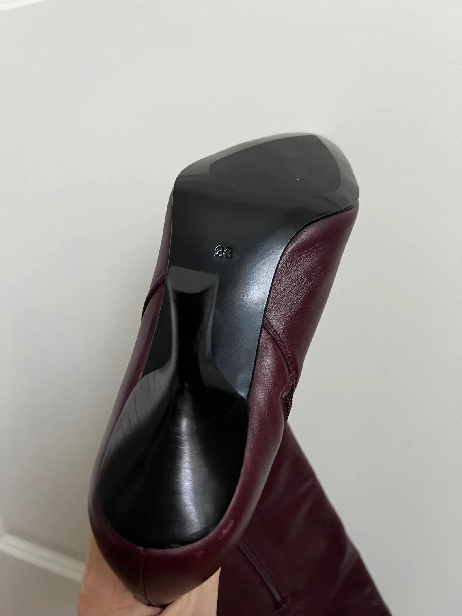H&M HMTrend Burgundy stövlar i tunnt skinn Heels Size US 6 / IT 36 - 3 Thumbnail