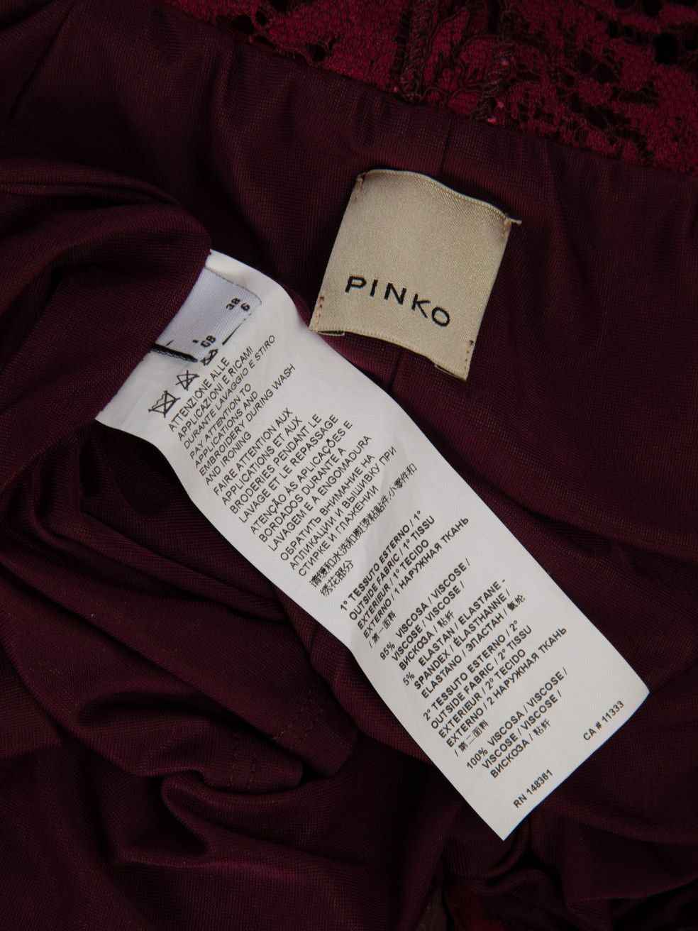 Pinko Burgundy Floral Lace Beaded Maxi Dress Size XS / US 0-2 / IT 36-38 - 5 Thumbnail