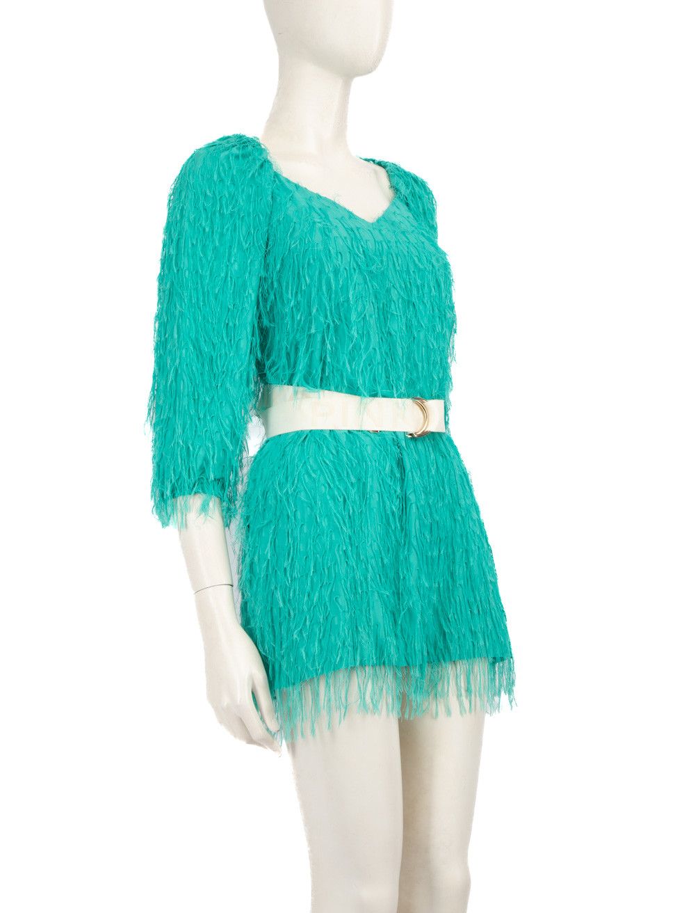 Pinko Turquoise Tassel Mini Dress Size XS / US 0-2 / IT 36-38 - 2 Thumbnail
