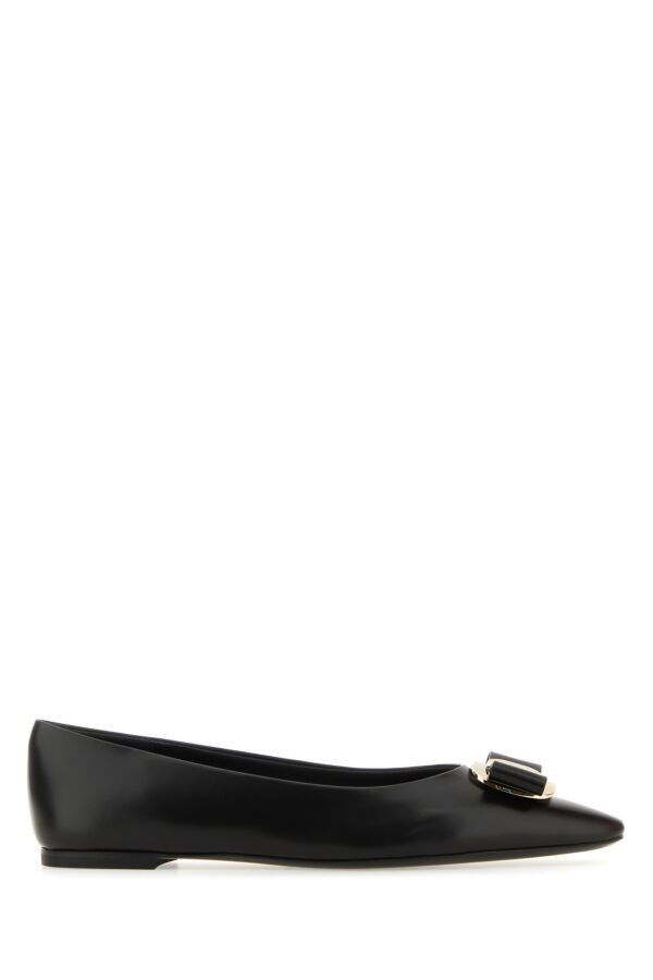 Salvatore Ferragamo Black Leather Zea Ballerinas Size US 5 / IT 35 - 3 Thumbnail