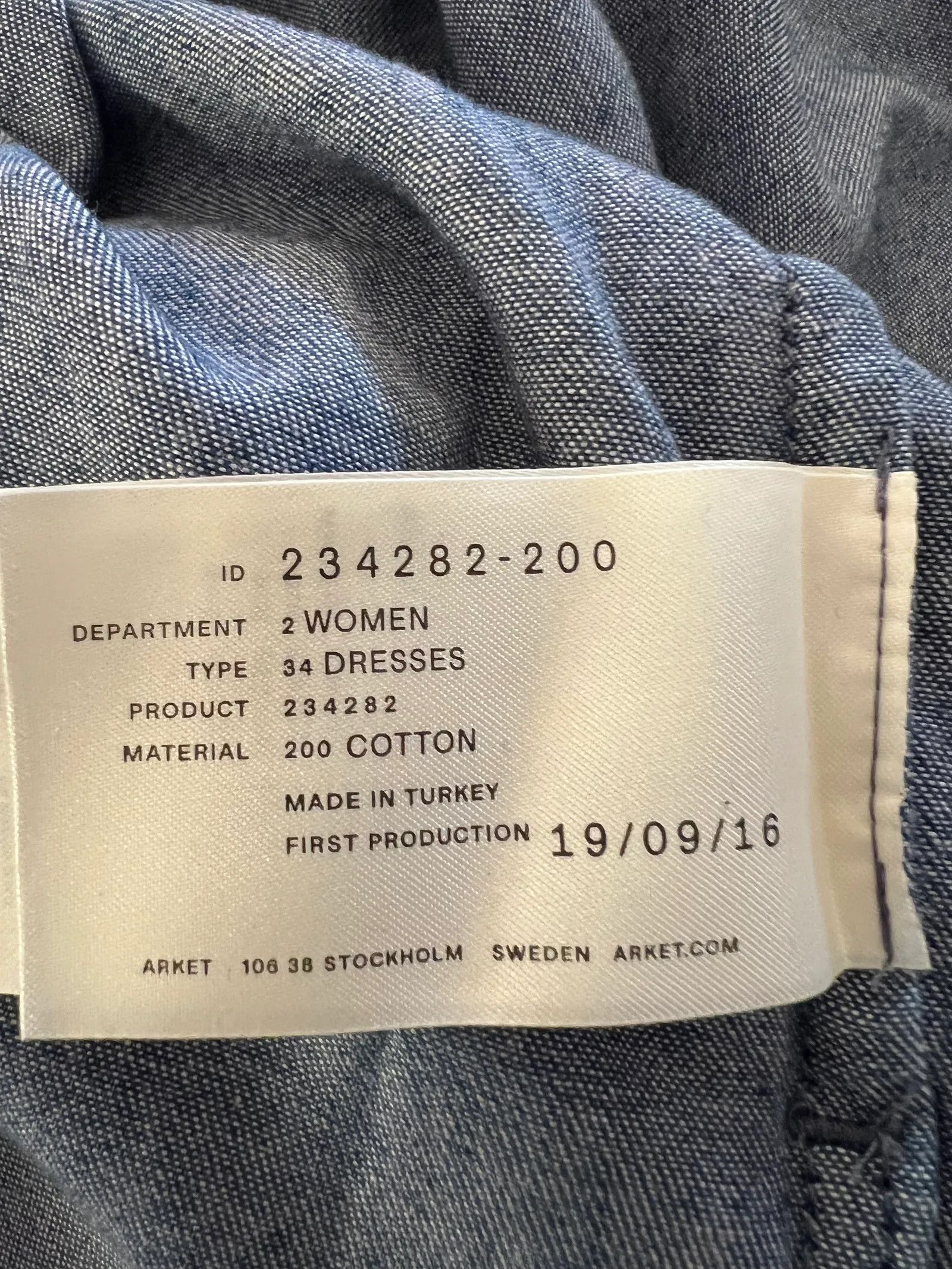 Arket Arket Jeans klänning Dress Size XS / US 0-2 / IT 36-38 - 4 Thumbnail