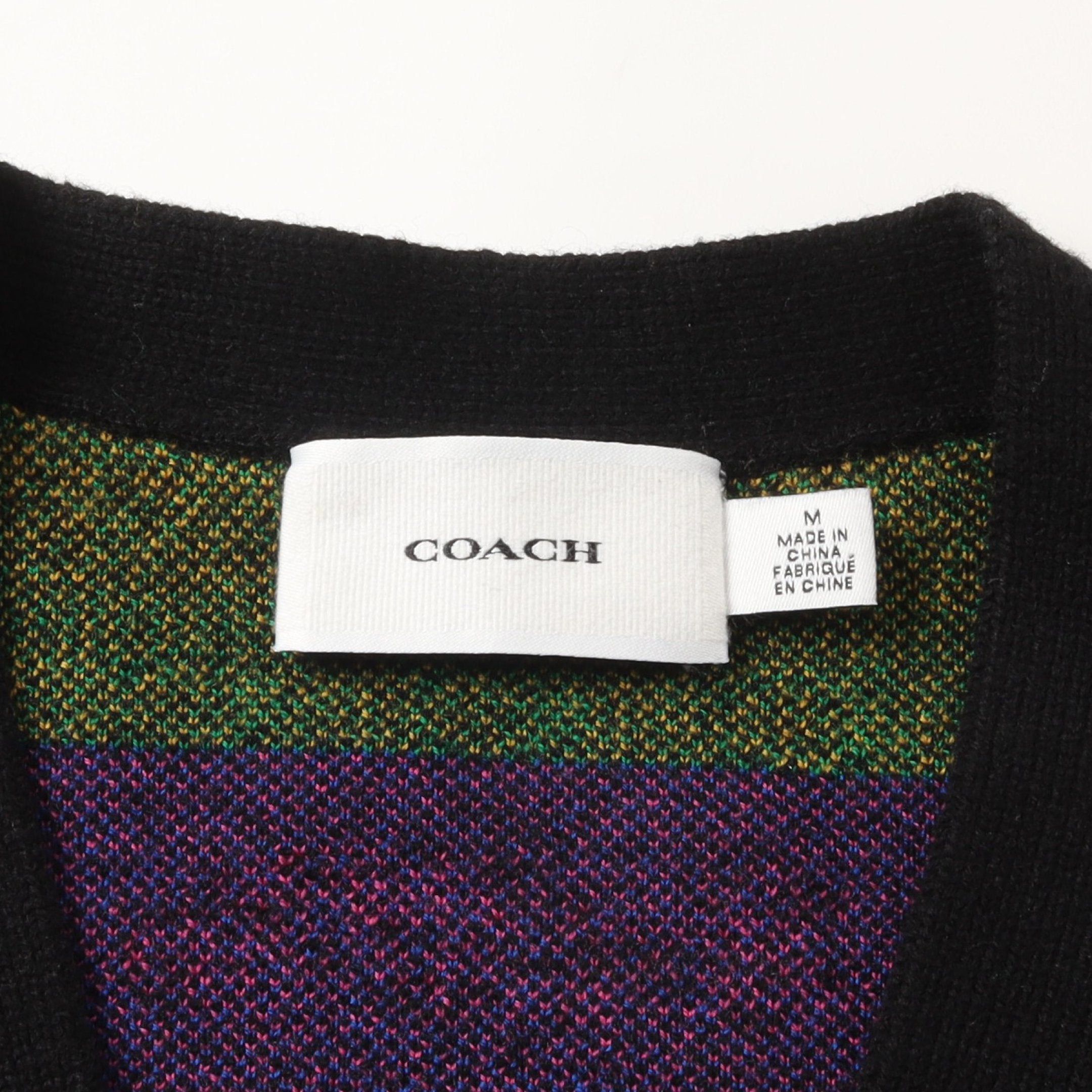 Coach Coach Hose And Carriage Cardigan V-Neck Wool Black Multicolor Size ONE SIZE - 3 Thumbnail