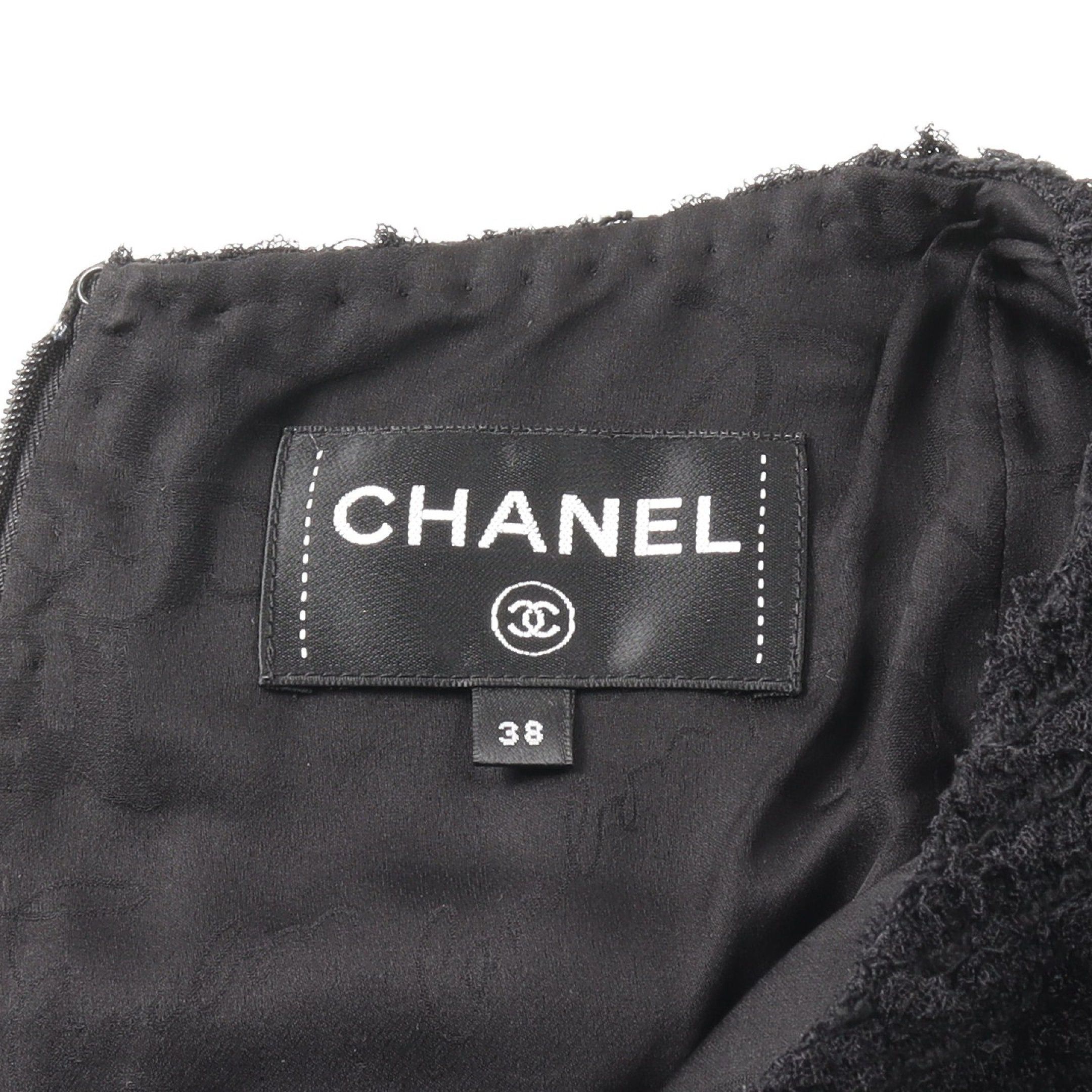 Chanel Chanel Tweed One Piece No Sleeve Nylon Cotton Wool Black Size ONE SIZE - 3 Thumbnail