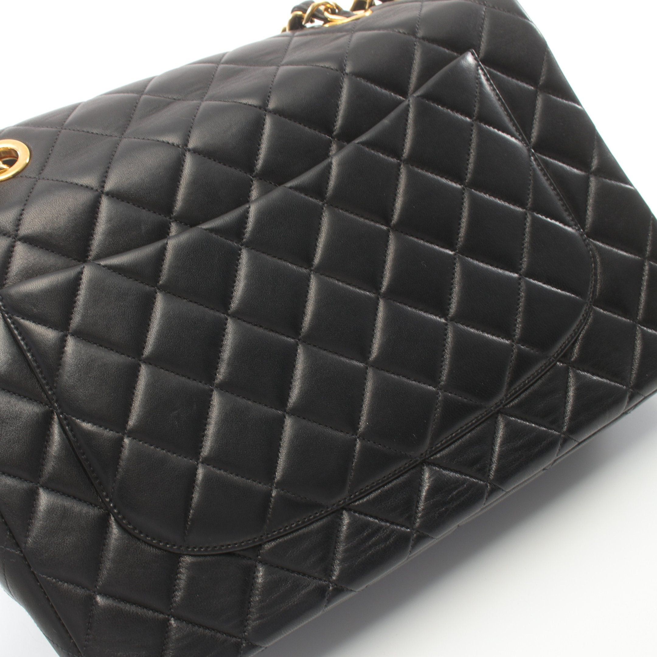 Chanel Chanel Decamatlassé 30 Double Chain Shoulder Bag Lambskin Black Gold Hardware Size ONE SIZE - 8 Thumbnail