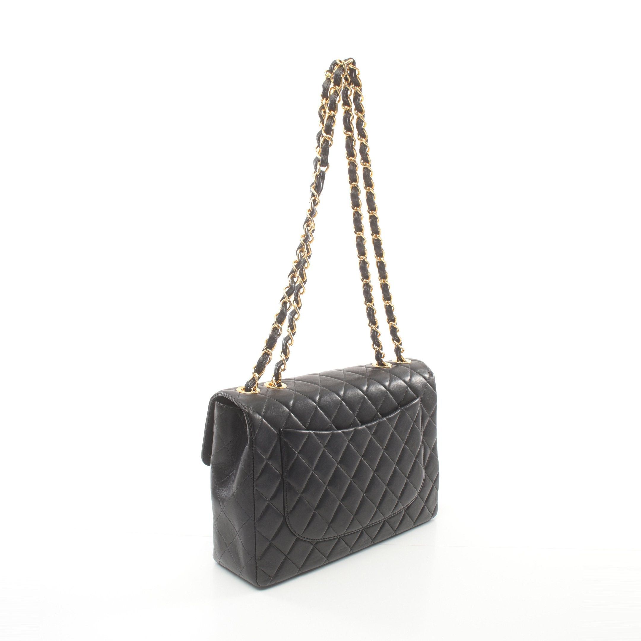 Chanel Chanel Decamatlassé 30 Double Chain Shoulder Bag Lambskin Black Gold Hardware Size ONE SIZE - 2 Thumbnail