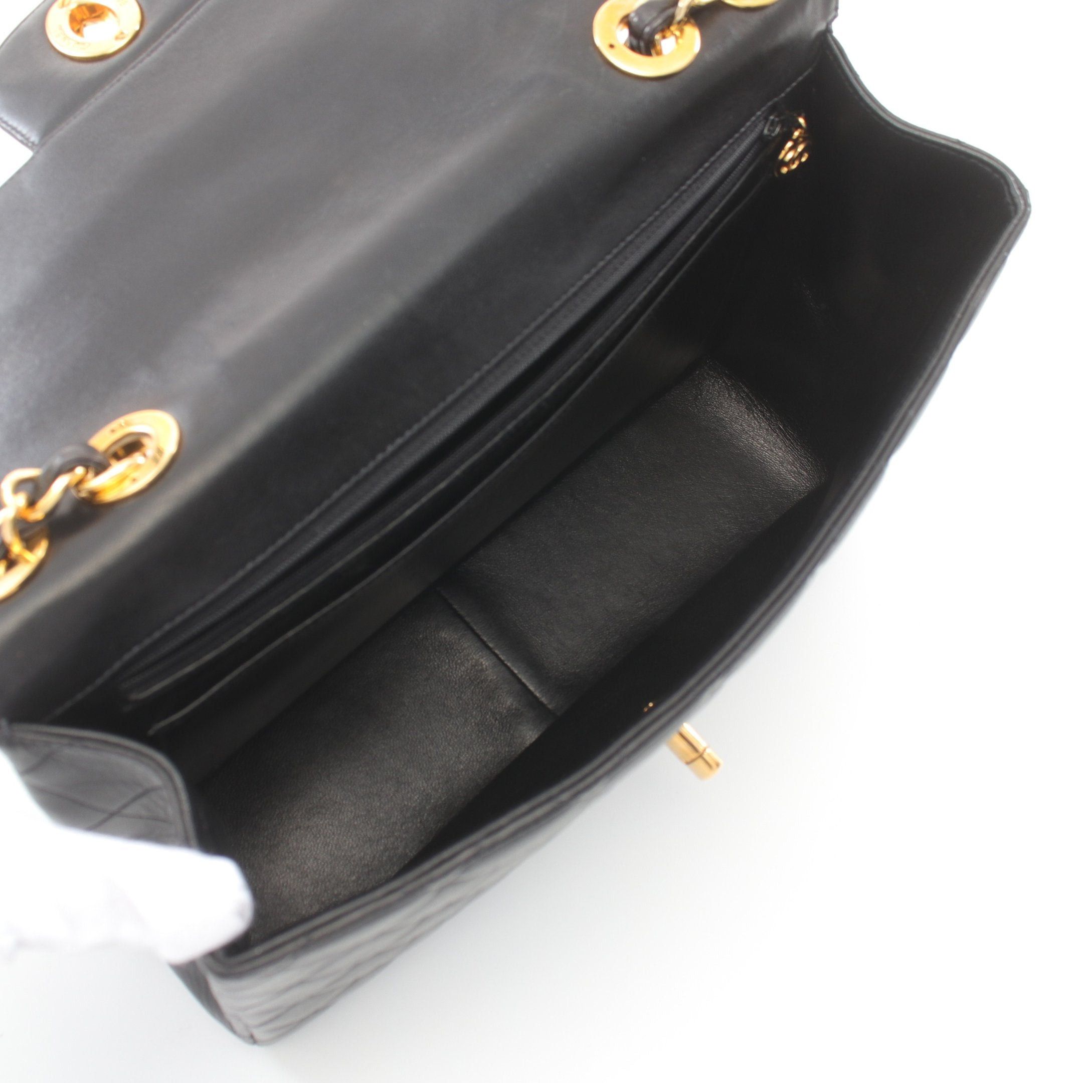 Chanel Chanel Decamatlassé 30 Double Chain Shoulder Bag Lambskin Black Gold Hardware Size ONE SIZE - 3 Thumbnail