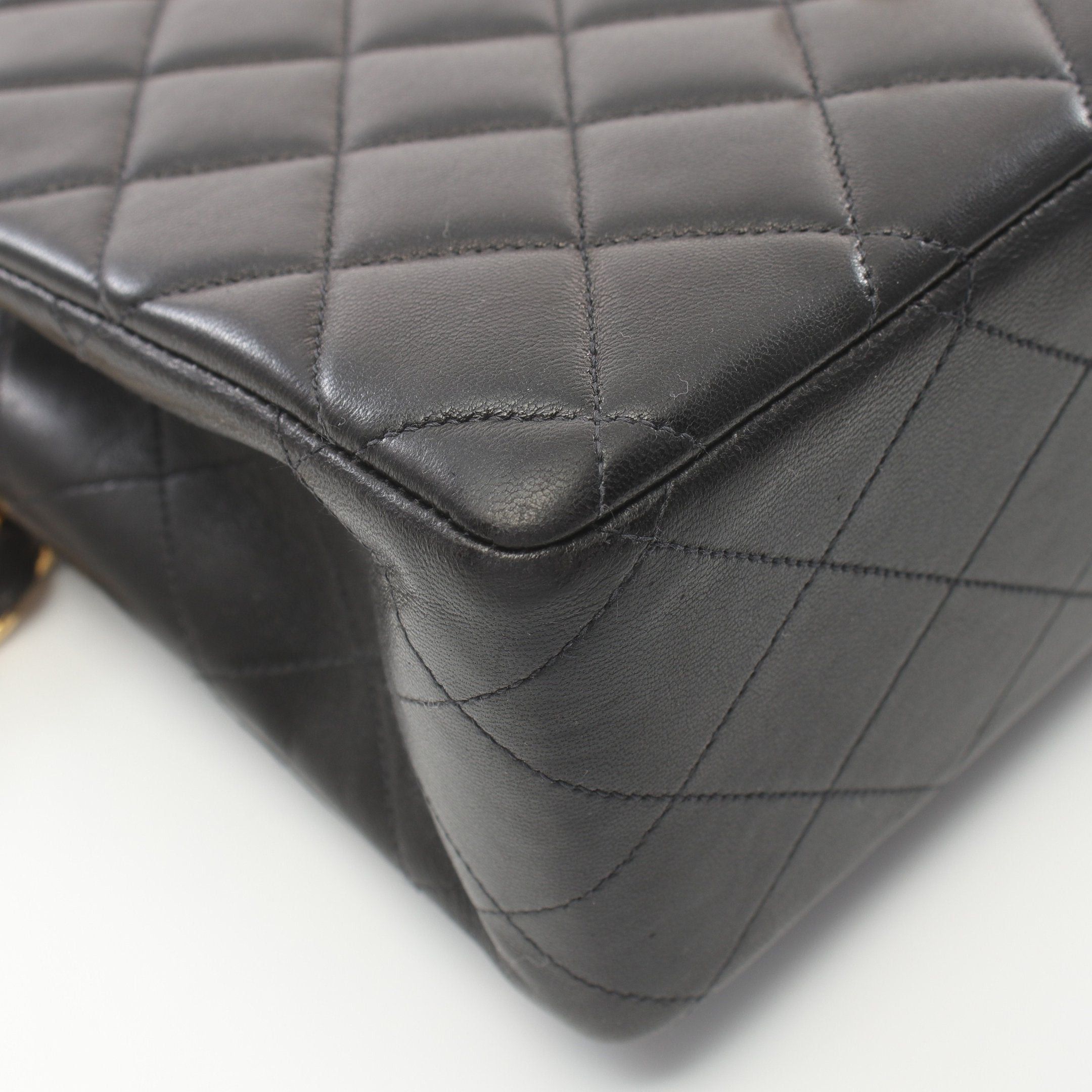 Chanel Chanel Decamatlassé 30 Double Chain Shoulder Bag Lambskin Black Gold Hardware Size ONE SIZE - 7 Thumbnail