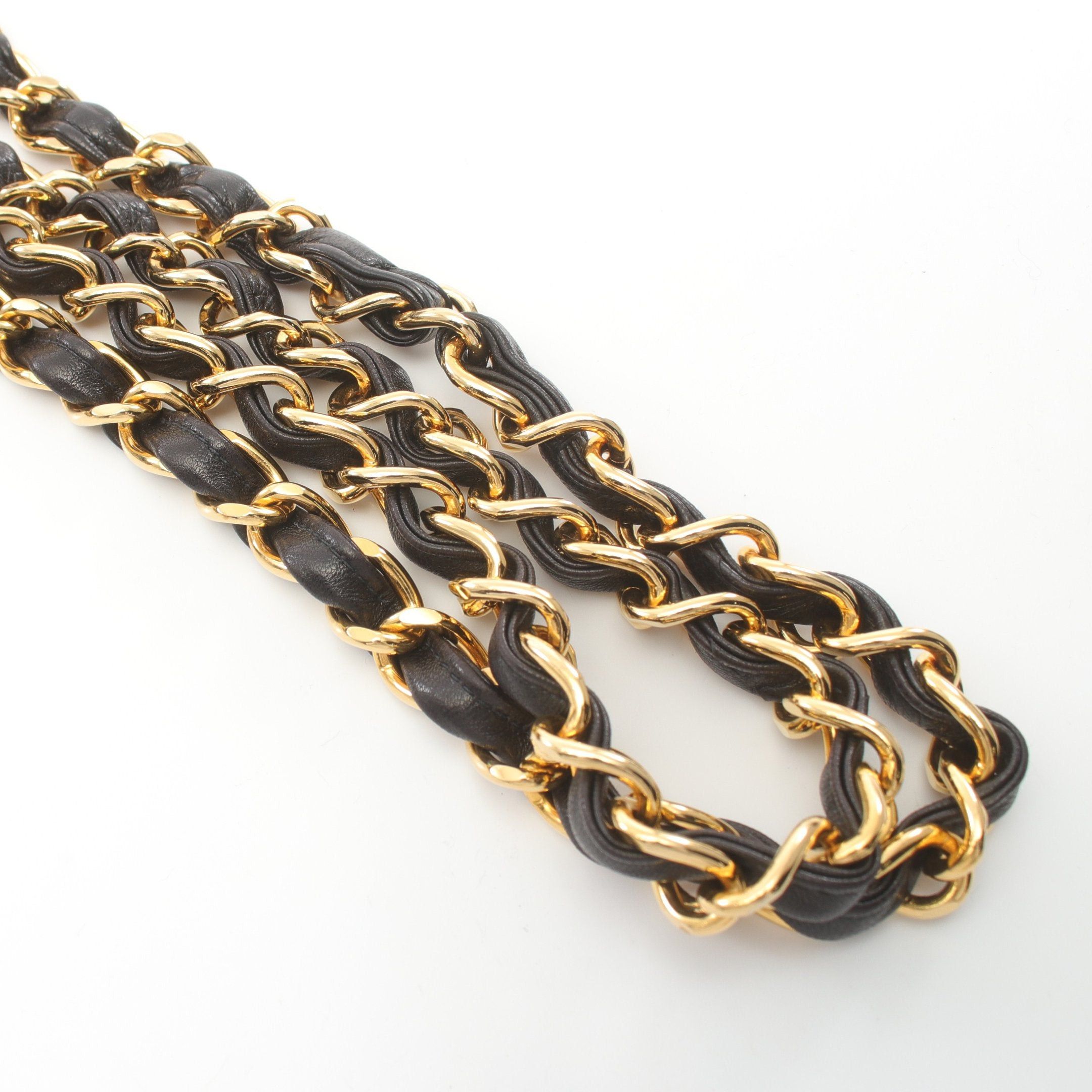 Chanel Chanel Decamatlassé 30 Double Chain Shoulder Bag Lambskin Black Gold Hardware Size ONE SIZE - 10 Thumbnail