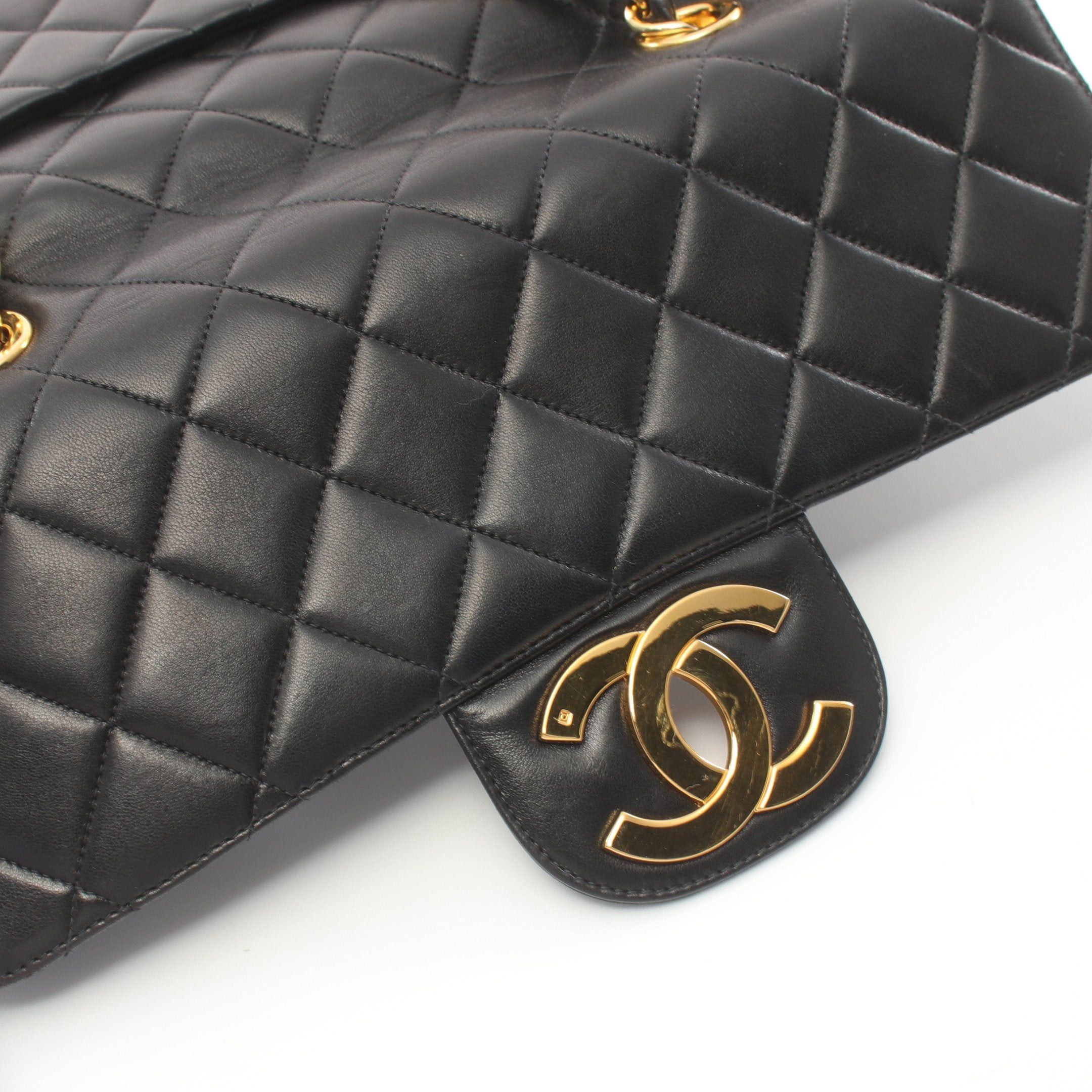 Chanel Chanel Decamatlassé 30 Double Chain Shoulder Bag Lambskin Black Gold Hardware Size ONE SIZE - 9 Thumbnail