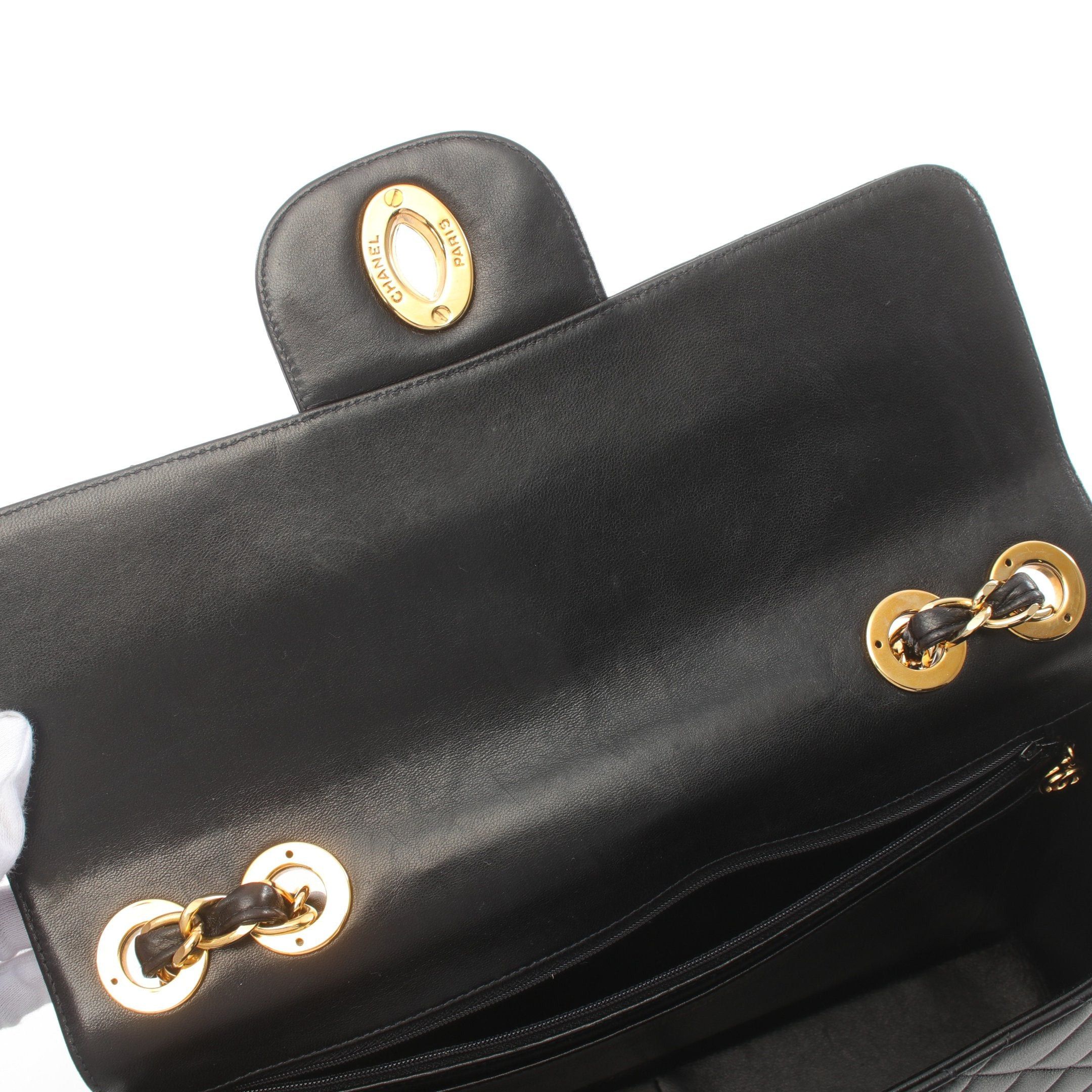 Chanel Chanel Decamatlassé 30 Double Chain Shoulder Bag Lambskin Black Gold Hardware Size ONE SIZE - 6 Thumbnail