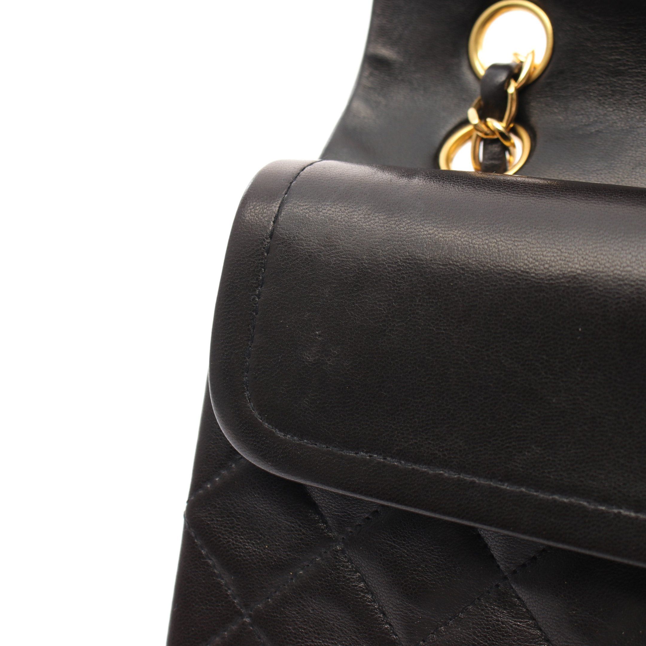 Chanel Chanel Matelasse Double Flap Chain Shoulder Bag Lambskin Black Gold Hardware Size ONE SIZE - 10 Thumbnail
