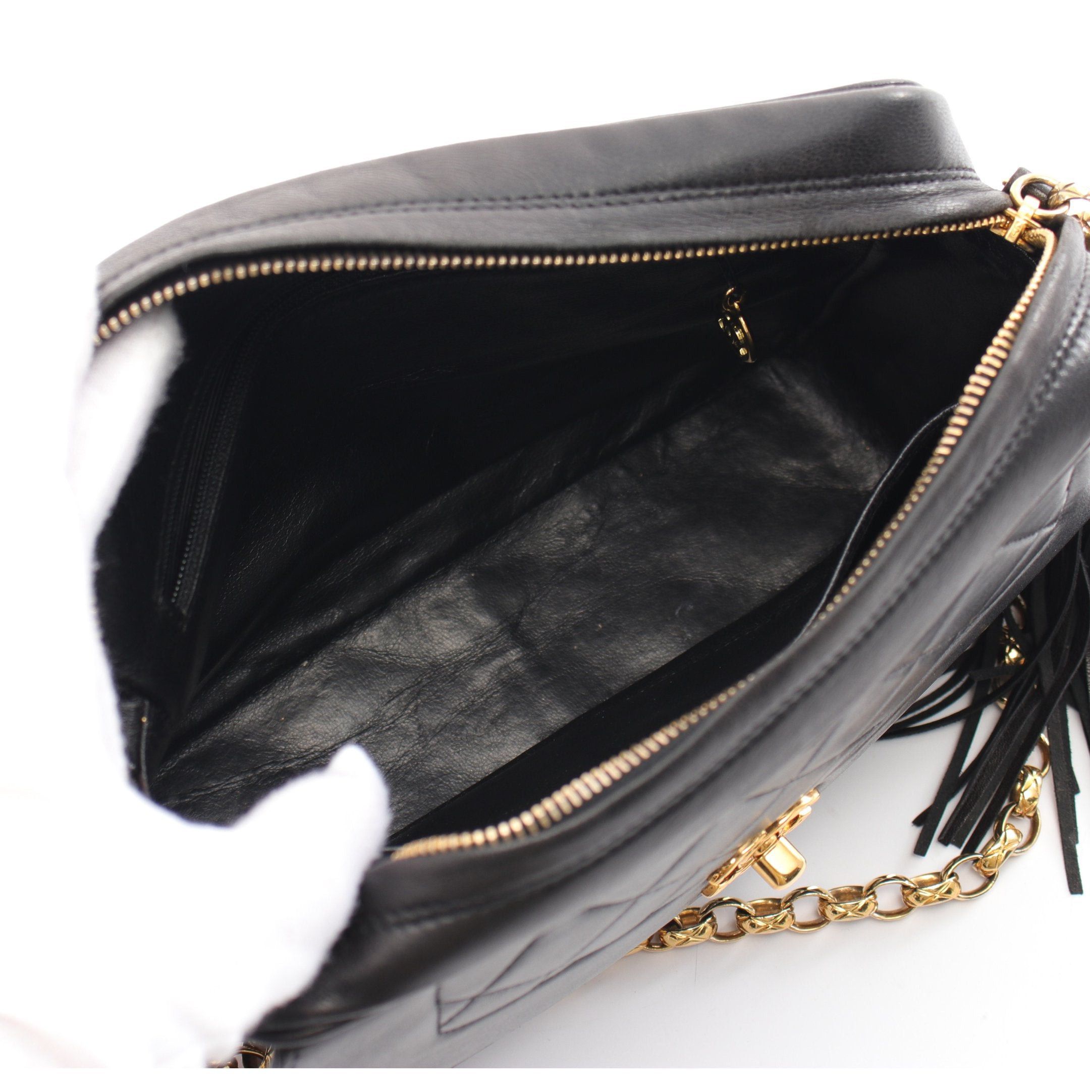 Chanel Chanel Matelasse Chain Shoulder Bag Lambskin Black Gold Hardware Size ONE SIZE - 3 Thumbnail