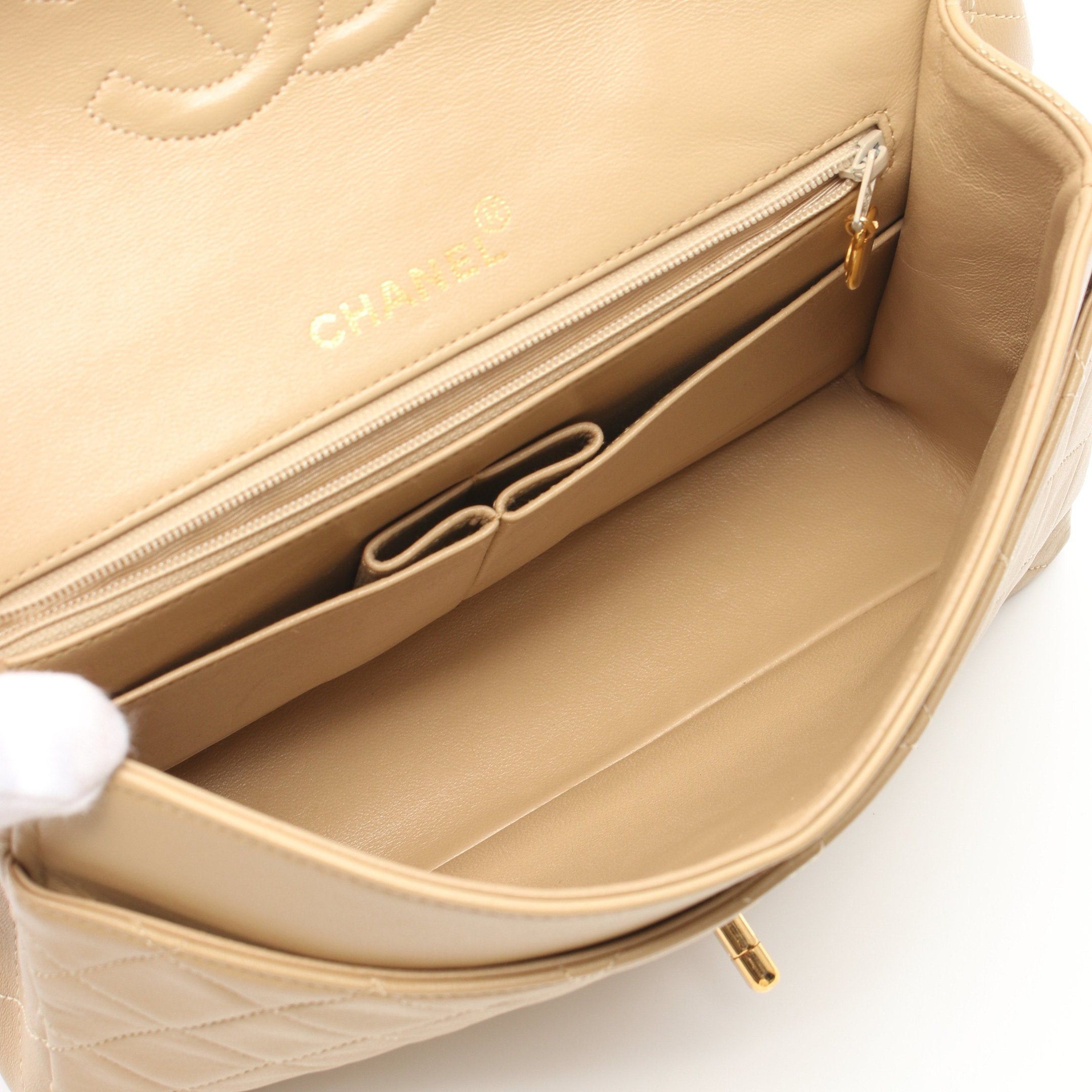 Chanel Chanel Matelasse Double Flap Chain Shoulder Bag Lambskin Beige Gold Hardware Size ONE SIZE - 3 Thumbnail