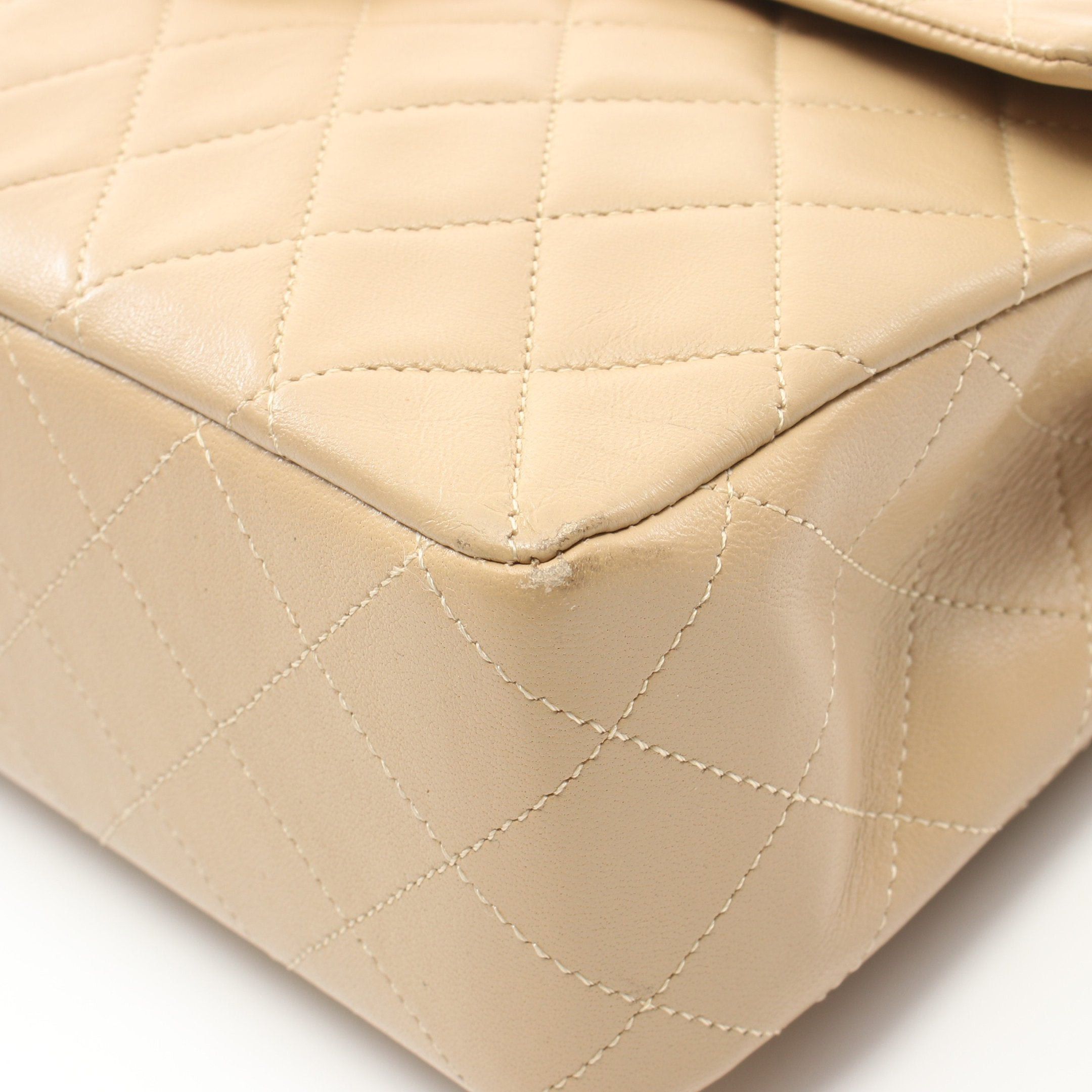 Chanel Chanel Matelasse Double Flap Chain Shoulder Bag Lambskin Beige Gold Hardware Size ONE SIZE - 7 Thumbnail
