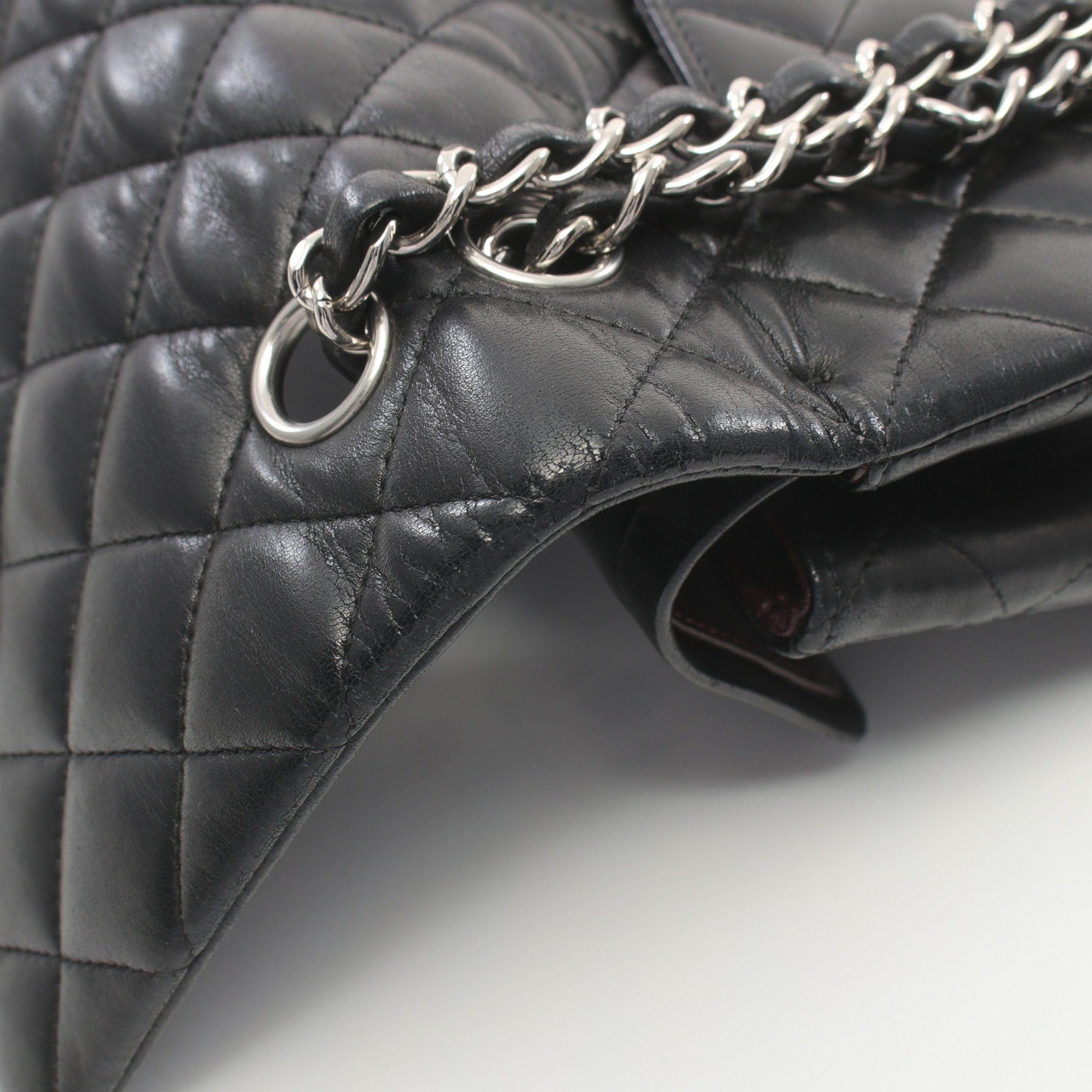 Chanel Chanel Matelasse Double Flap Chain Shoulder Bag Lambskin Black Silver Hardware Size ONE SIZE - 9 Thumbnail