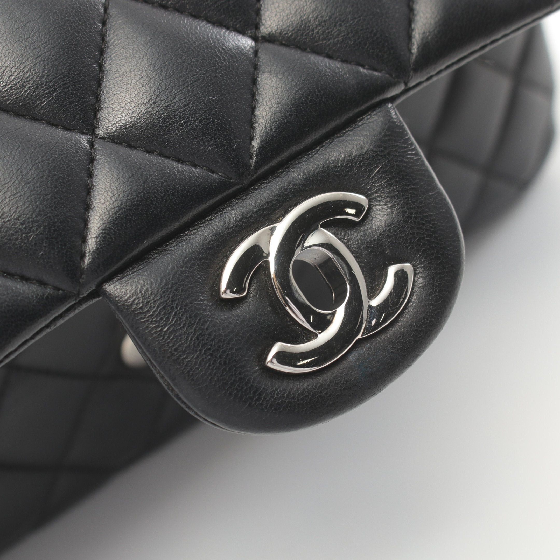 Chanel Chanel Matelasse Double Flap Chain Shoulder Bag Lambskin Black Silver Hardware Size ONE SIZE - 11 Thumbnail