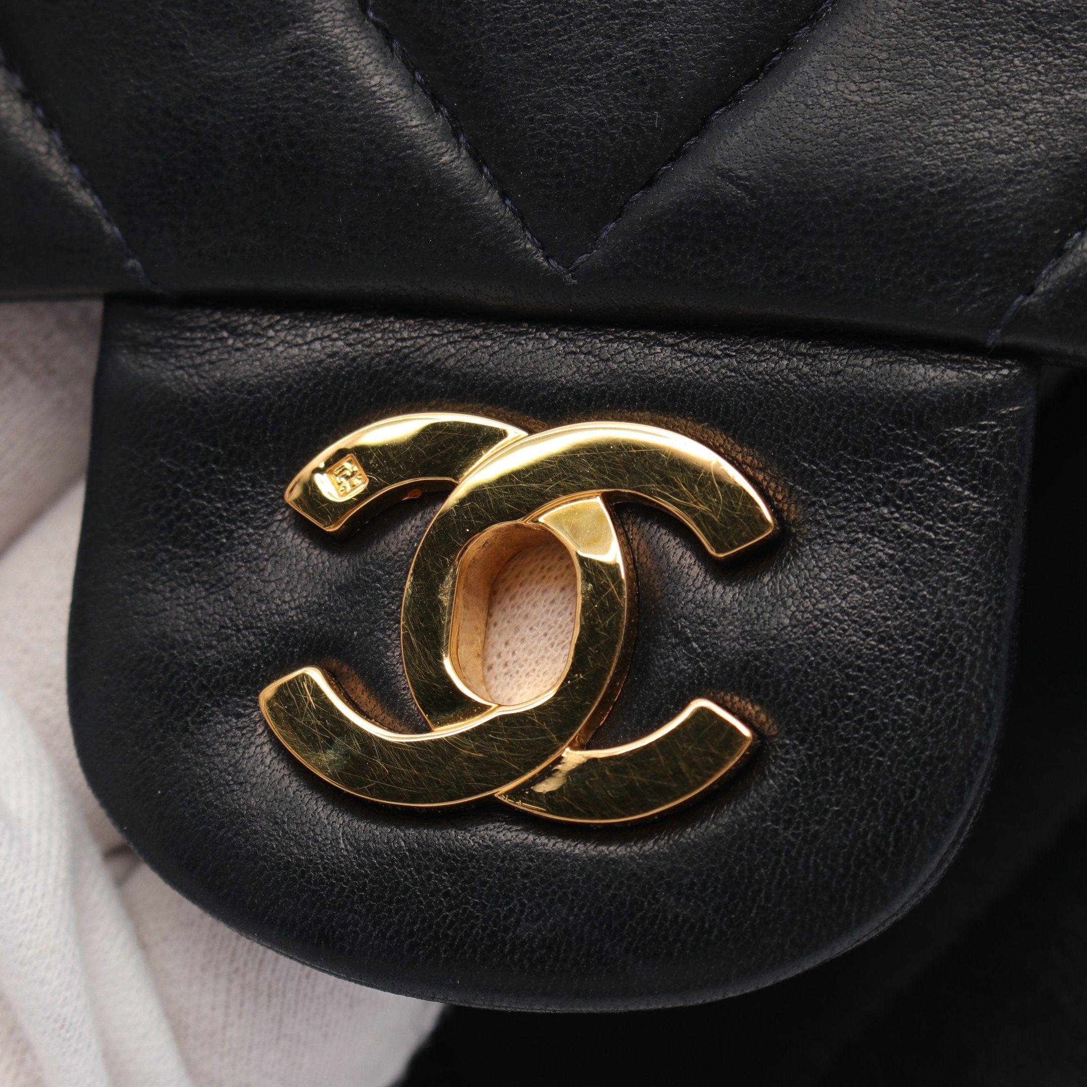 Chanel Chanel Chevron V-Stitch Double Flap Chain Shoulder Bag Lambskin Dark Navy Gold Hardware Size ONE SIZE - 6 Thumbnail