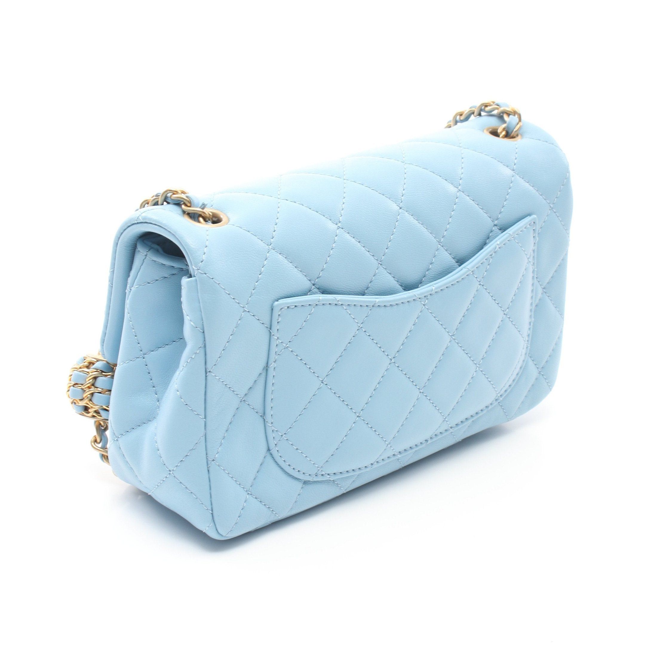 Chanel Chanel Mini Matelasse Chain Shoulder Bag Lambskin Light Blue Gold Hardware Size ONE SIZE - 2 Thumbnail