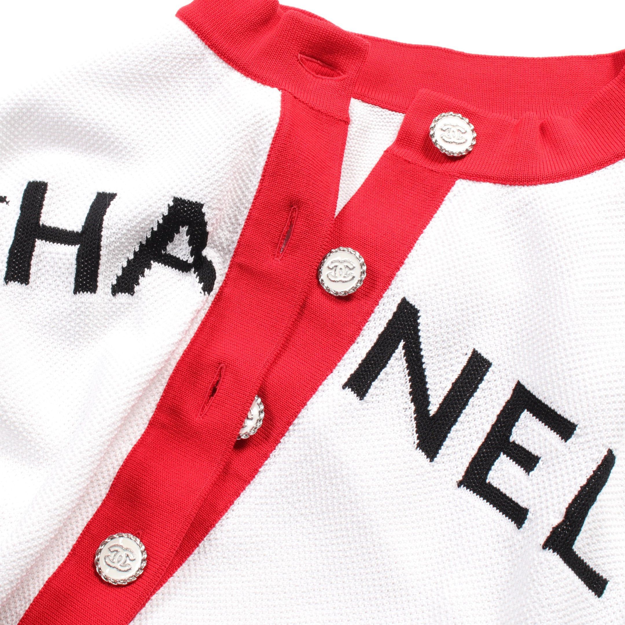 Chanel Chanel Logo Cocomark Button Cardigan Crew Neck Cotton White Red Black Size ONE SIZE - 9 Thumbnail