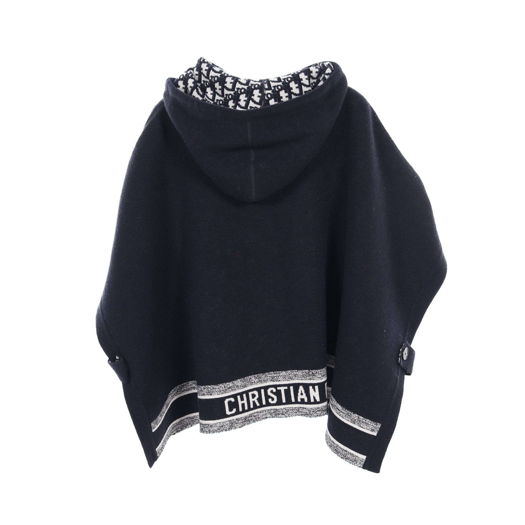 Dior Dior Oblique Poncho Cashmere Navy Hooded Size ONE SIZE - 2 Thumbnail