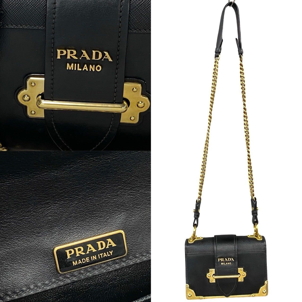 Prada Prada Shoulder Bag Black Leather Size ONE SIZE - 3 Thumbnail