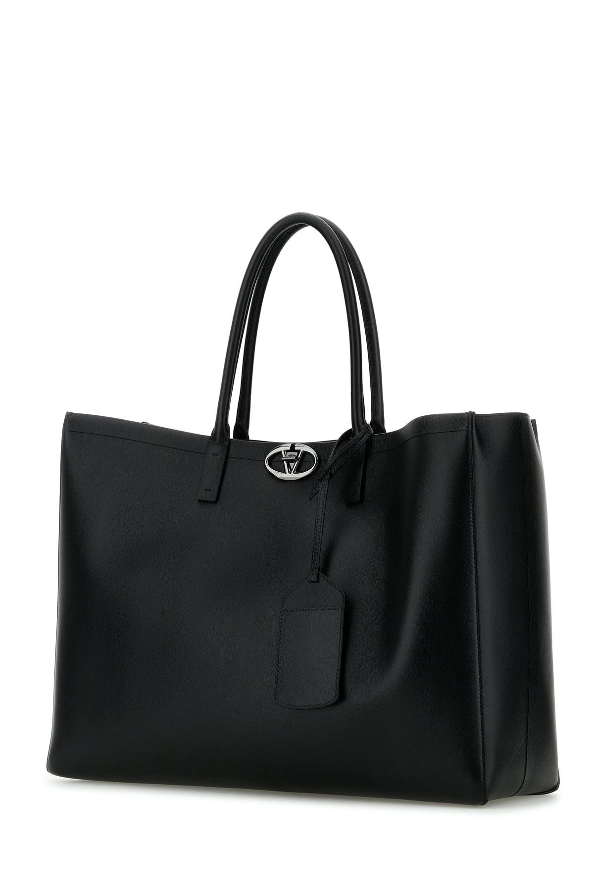 Valentino Black Leather Vlogo Shopping Bag Size ONE SIZE - 2 Thumbnail