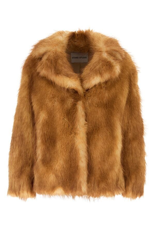 STAND STUDIO Caramel Janice Eco Fur Coat Size XXS / US 00 / IT 34 - 3 Thumbnail