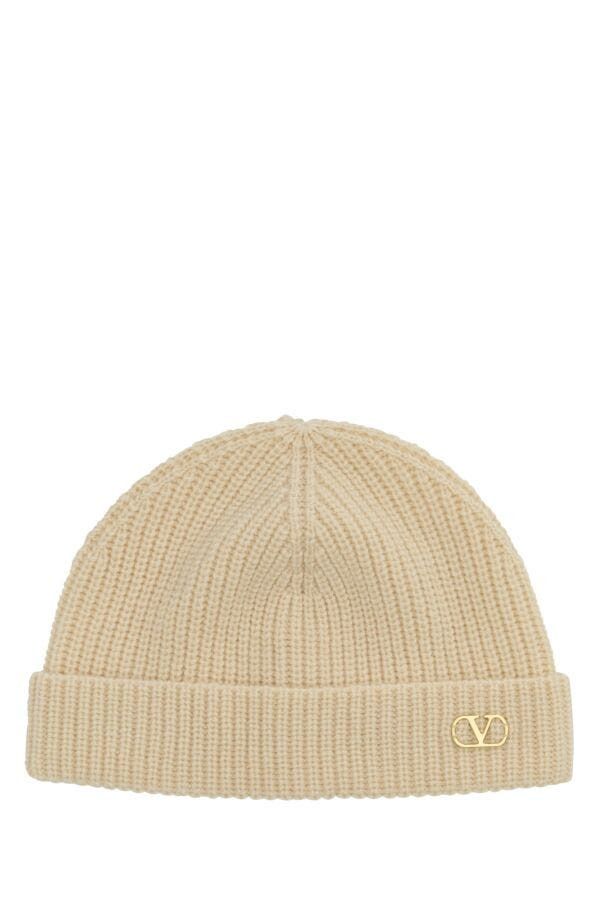 Valentino Sand Cashmere Beanie Hat Size ONE SIZE - 3 Thumbnail