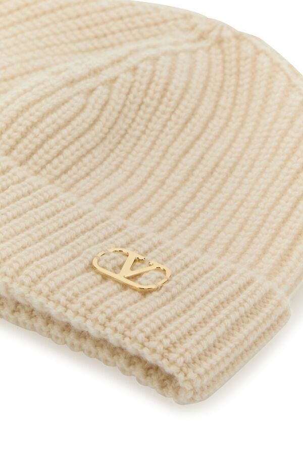 Valentino Sand Cashmere Beanie Hat Size ONE SIZE - 5 Thumbnail