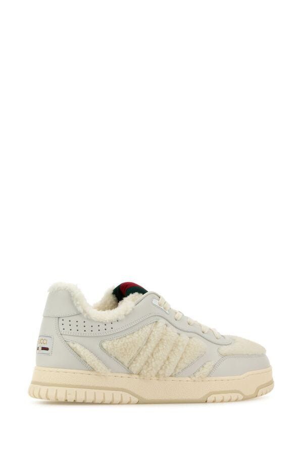 Gucci White Leather And Teddy Re-Web Sneakers Size US 7 / EU 40 - 5 Thumbnail