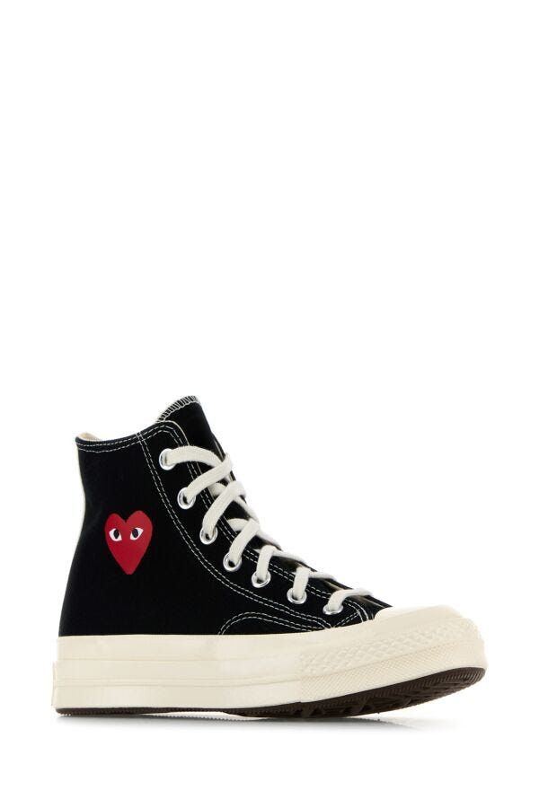 Comme des Garcons PLAY Black Canvas Comme Des Garã§Ons X Converse Sneakers Size US 10 / IT 40 - 4 Thumbnail