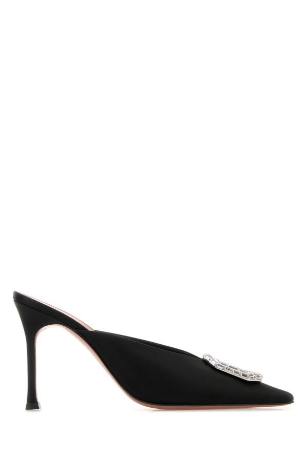 Amina Muaddi Camelia Mule 90 Satin Black White Size US 6 / IT 36 - 3 Thumbnail