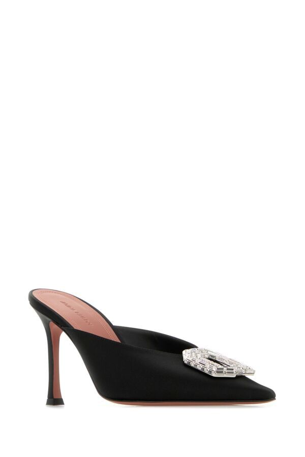 Amina Muaddi Camelia Mule 90 Satin Black White B Size US 7 / IT 37 - 4 Thumbnail