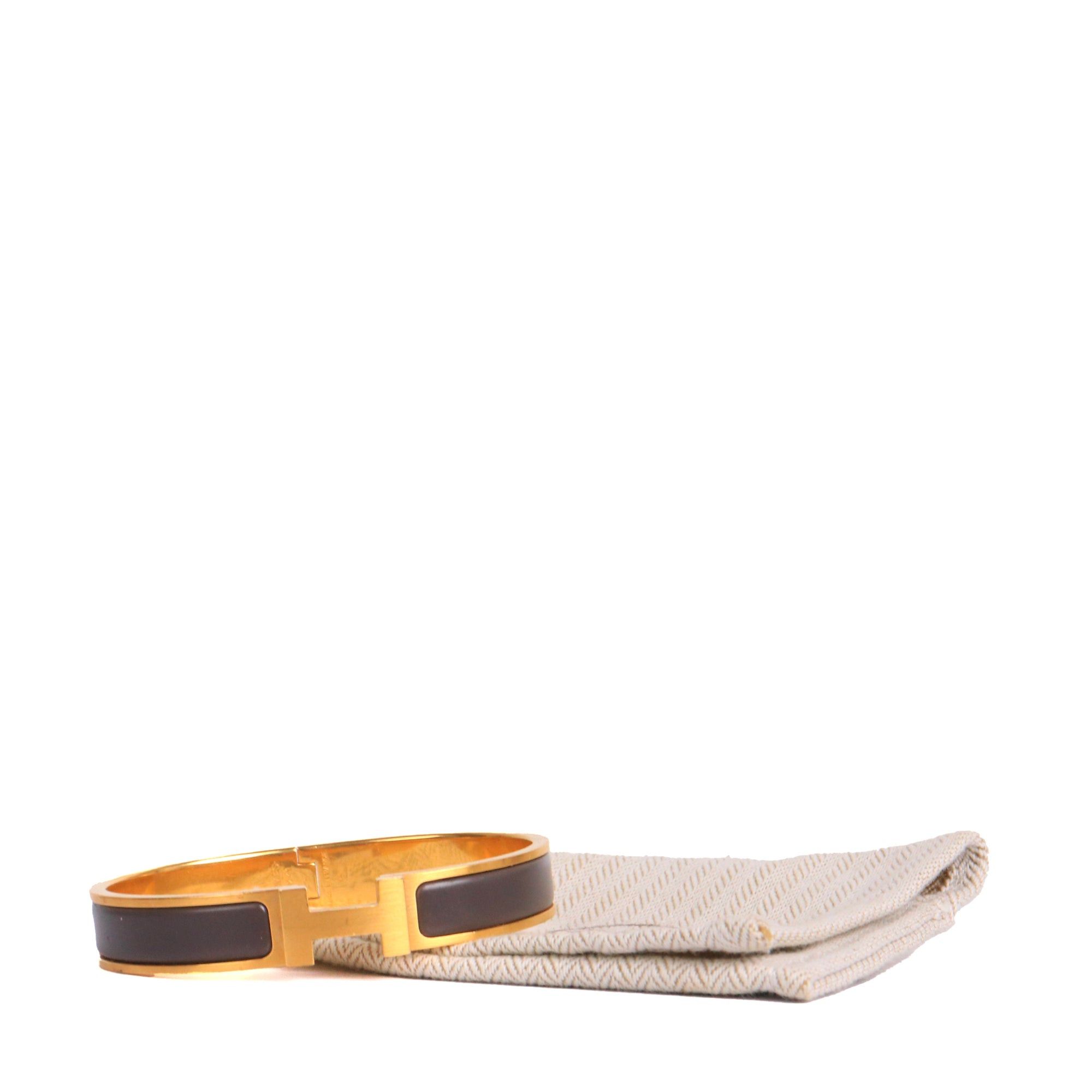 Hermes HERMÈS - Clic HH Hermès bracelet in matte gray enamel (T5) Size ONE SIZE - 6 Thumbnail
