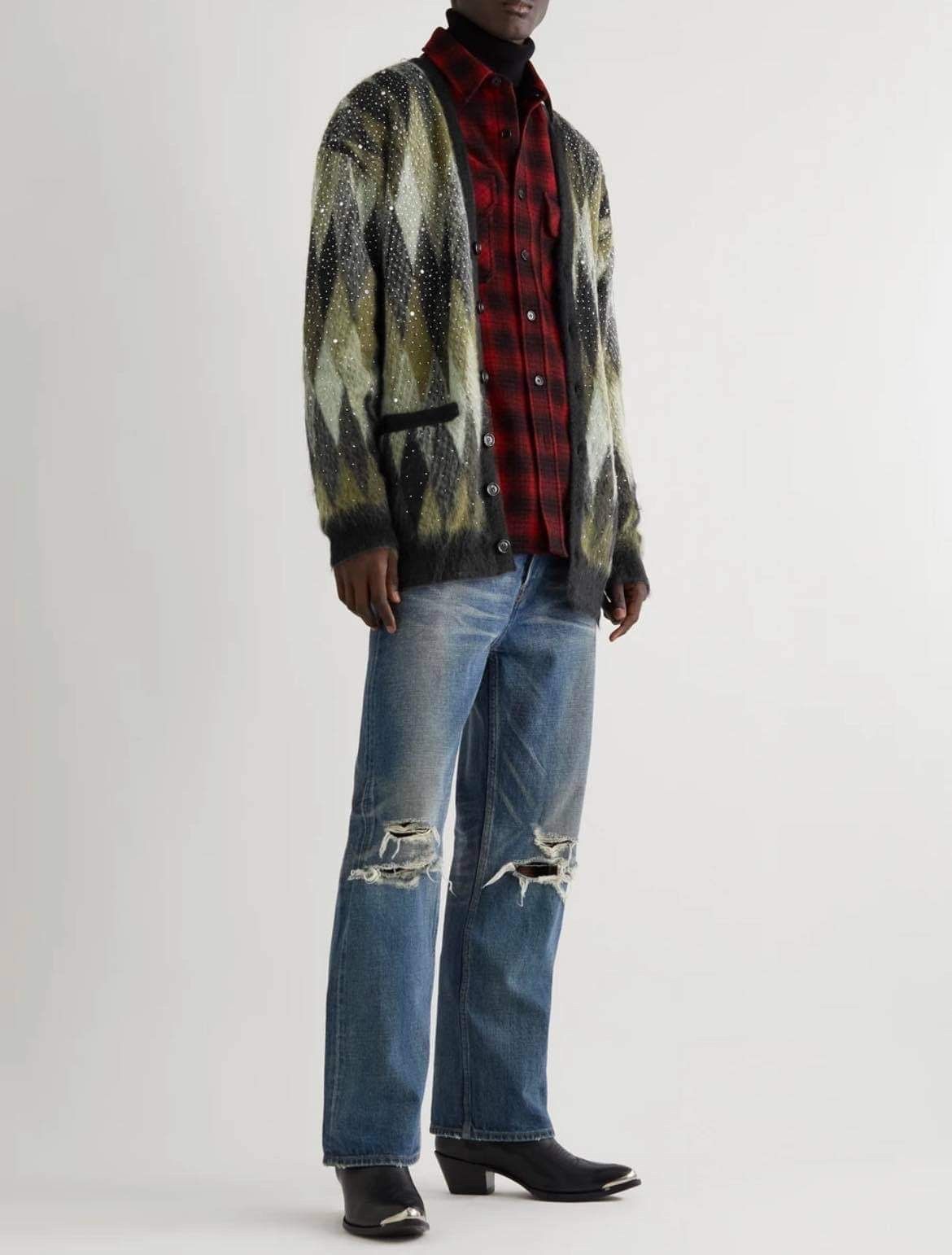 Celine long embroidered sequin cardigan in brushed mohair Size US XXL / EU 58 / 5 - 3 Thumbnail