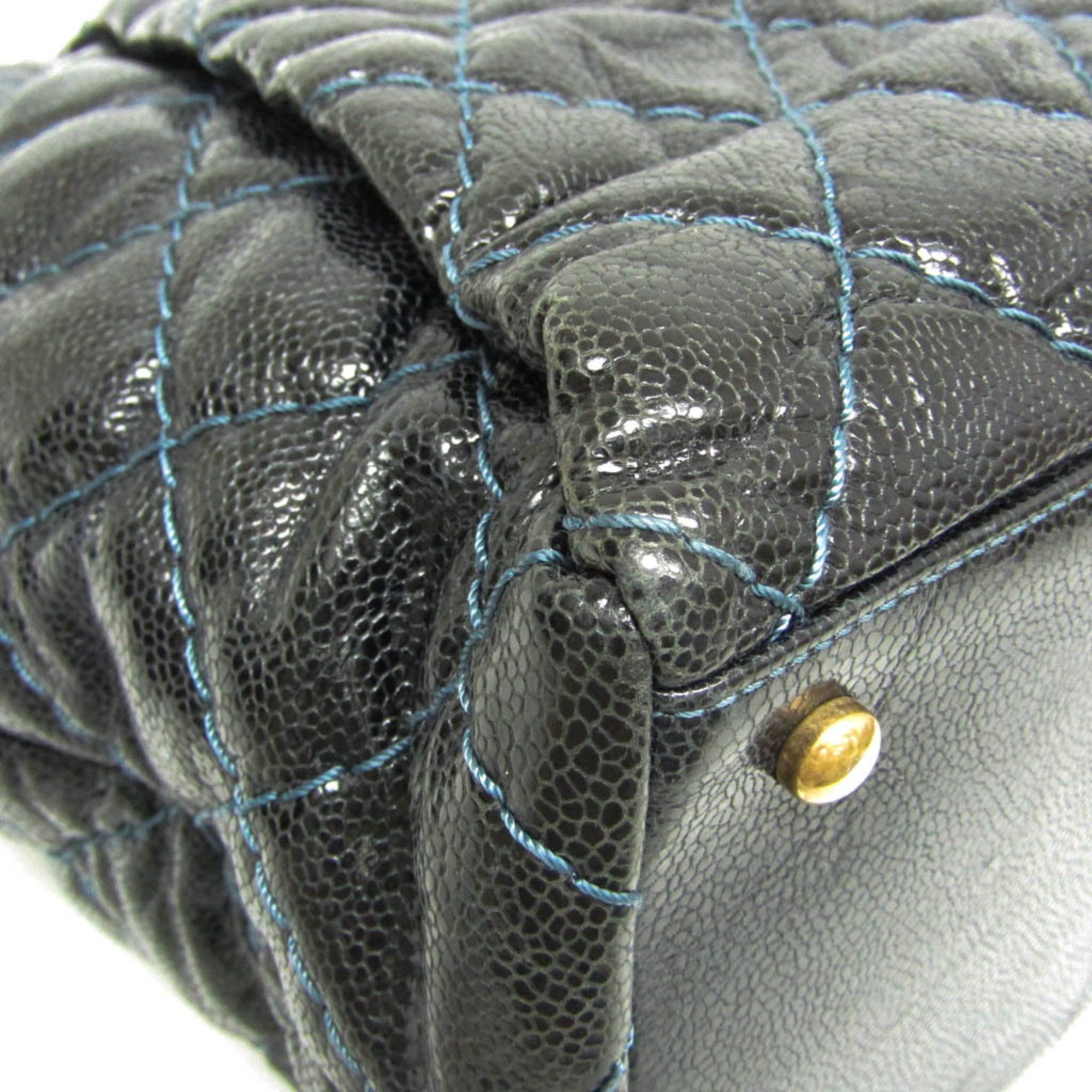 Chanel Chanel Matelasse Chain Women's Grained Calfskin Tote Bag Black,Navy Size ONE SIZE - 4 Thumbnail